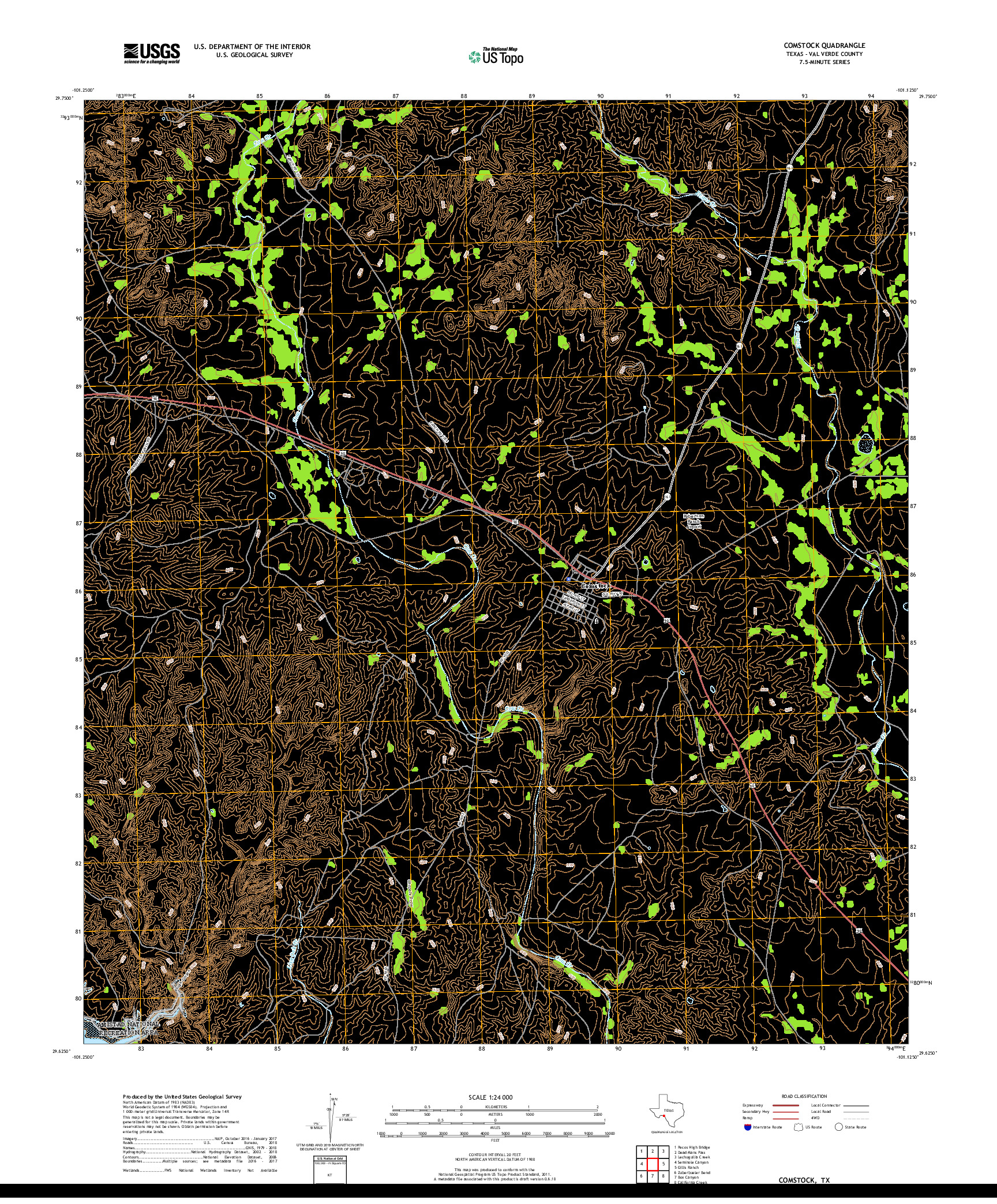 USGS US TOPO 7.5-MINUTE MAP FOR COMSTOCK, TX 2019