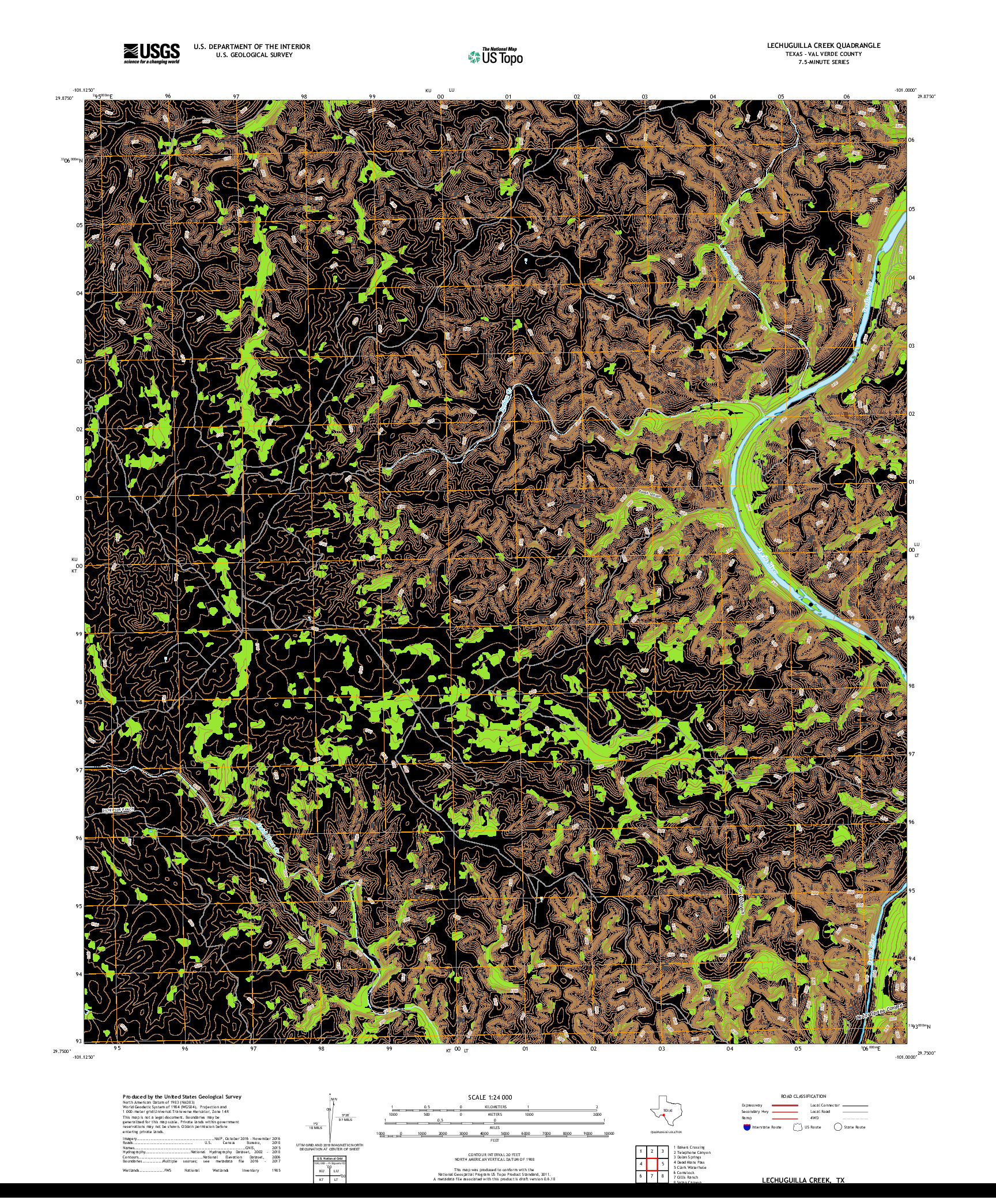 USGS US TOPO 7.5-MINUTE MAP FOR LECHUGUILLA CREEK, TX 2019