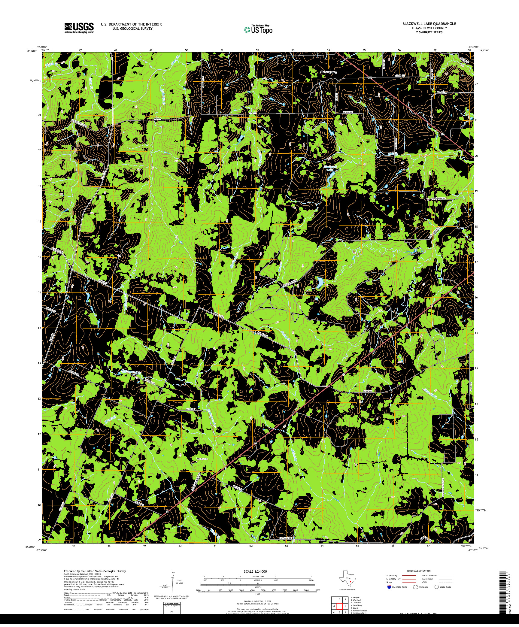 USGS US TOPO 7.5-MINUTE MAP FOR BLACKWELL LAKE, TX 2019