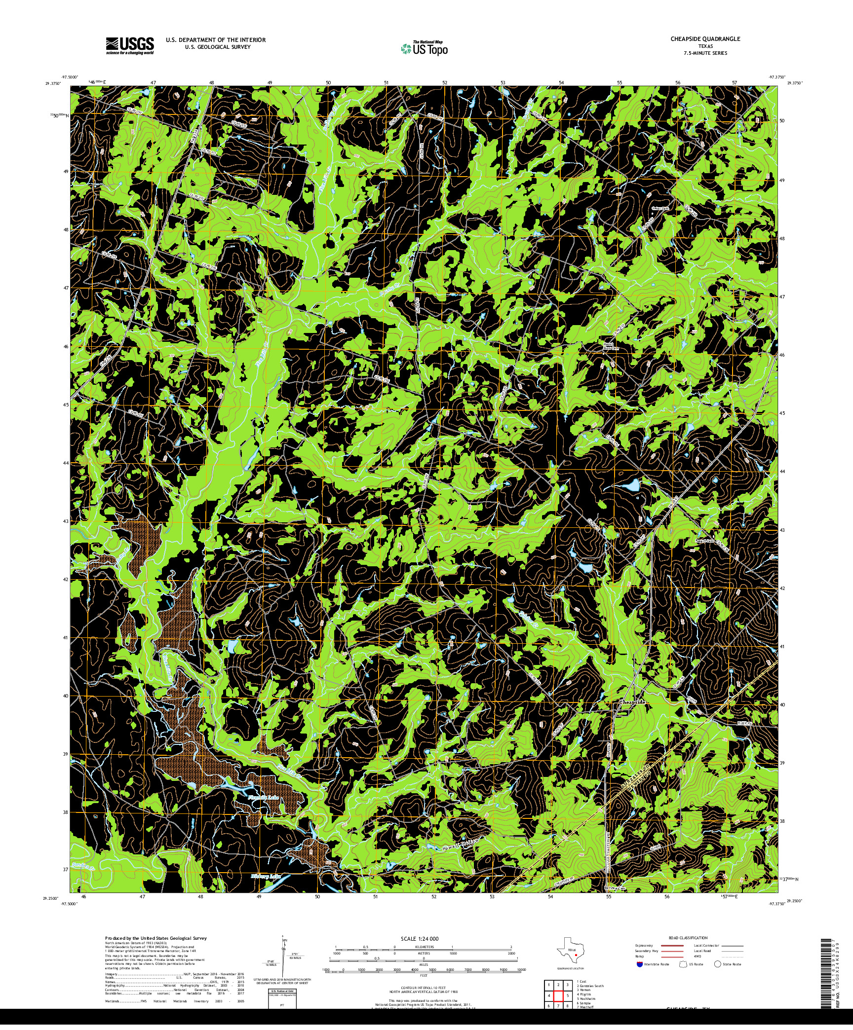 USGS US TOPO 7.5-MINUTE MAP FOR CHEAPSIDE, TX 2019