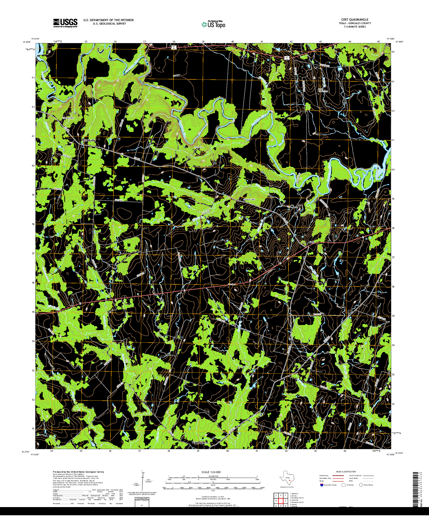 USGS US TOPO 7.5-MINUTE MAP FOR COST, TX 2019