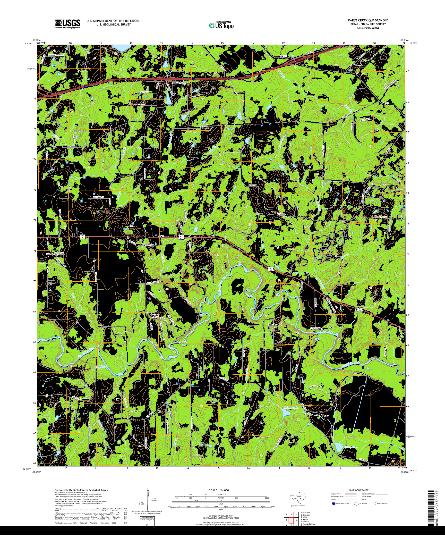 USGS US TOPO 7.5-MINUTE MAP FOR DARST CREEK, TX 2019