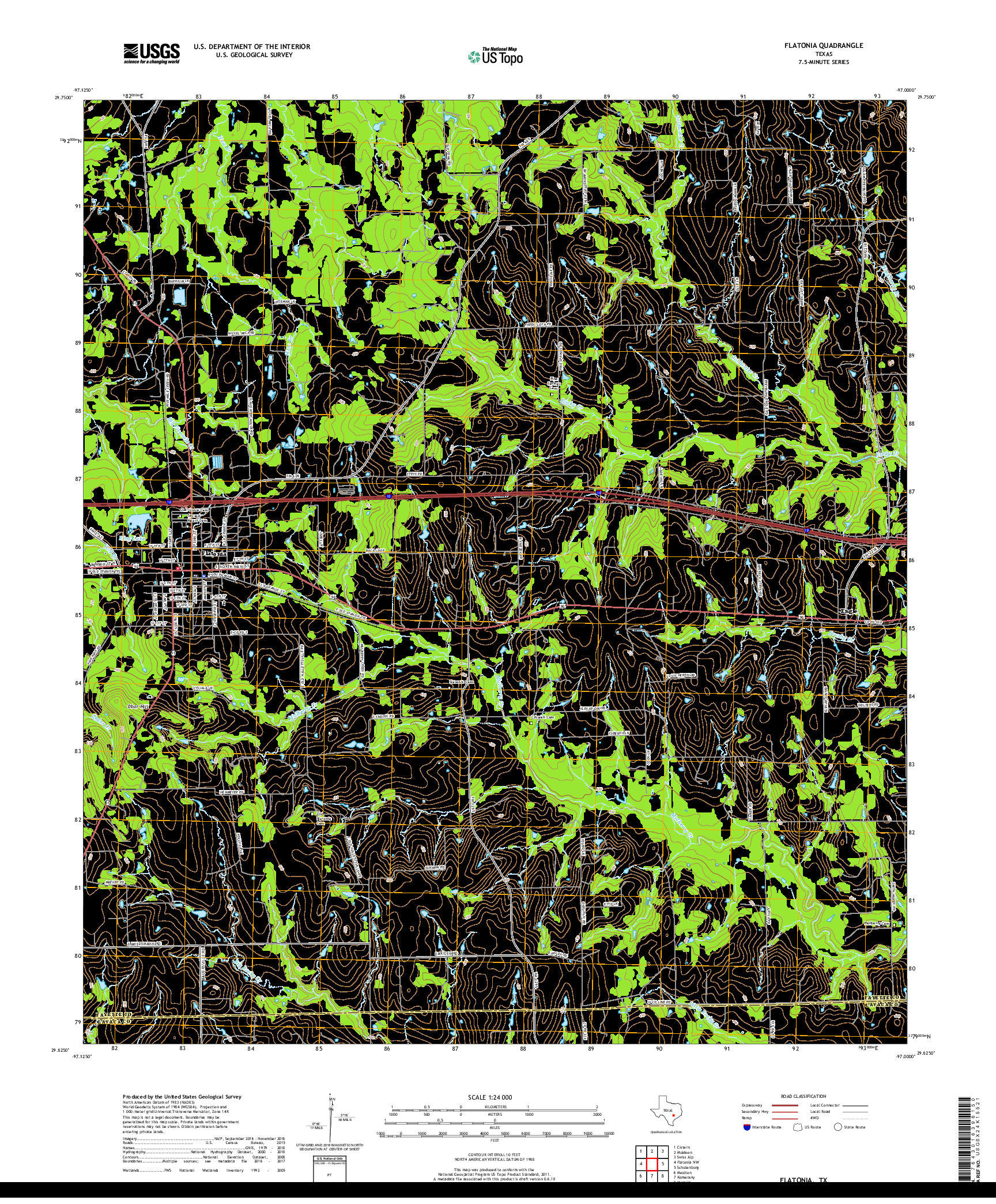 USGS US TOPO 7.5-MINUTE MAP FOR FLATONIA, TX 2019