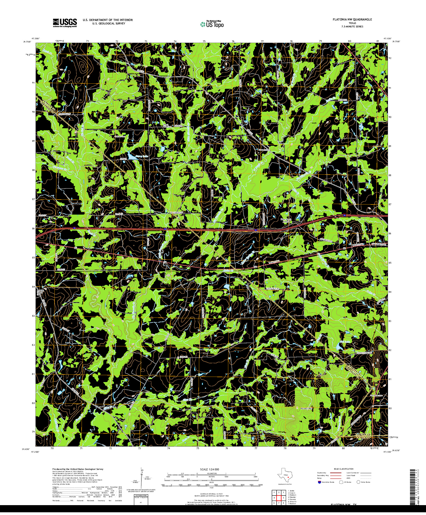 USGS US TOPO 7.5-MINUTE MAP FOR FLATONIA NW, TX 2019