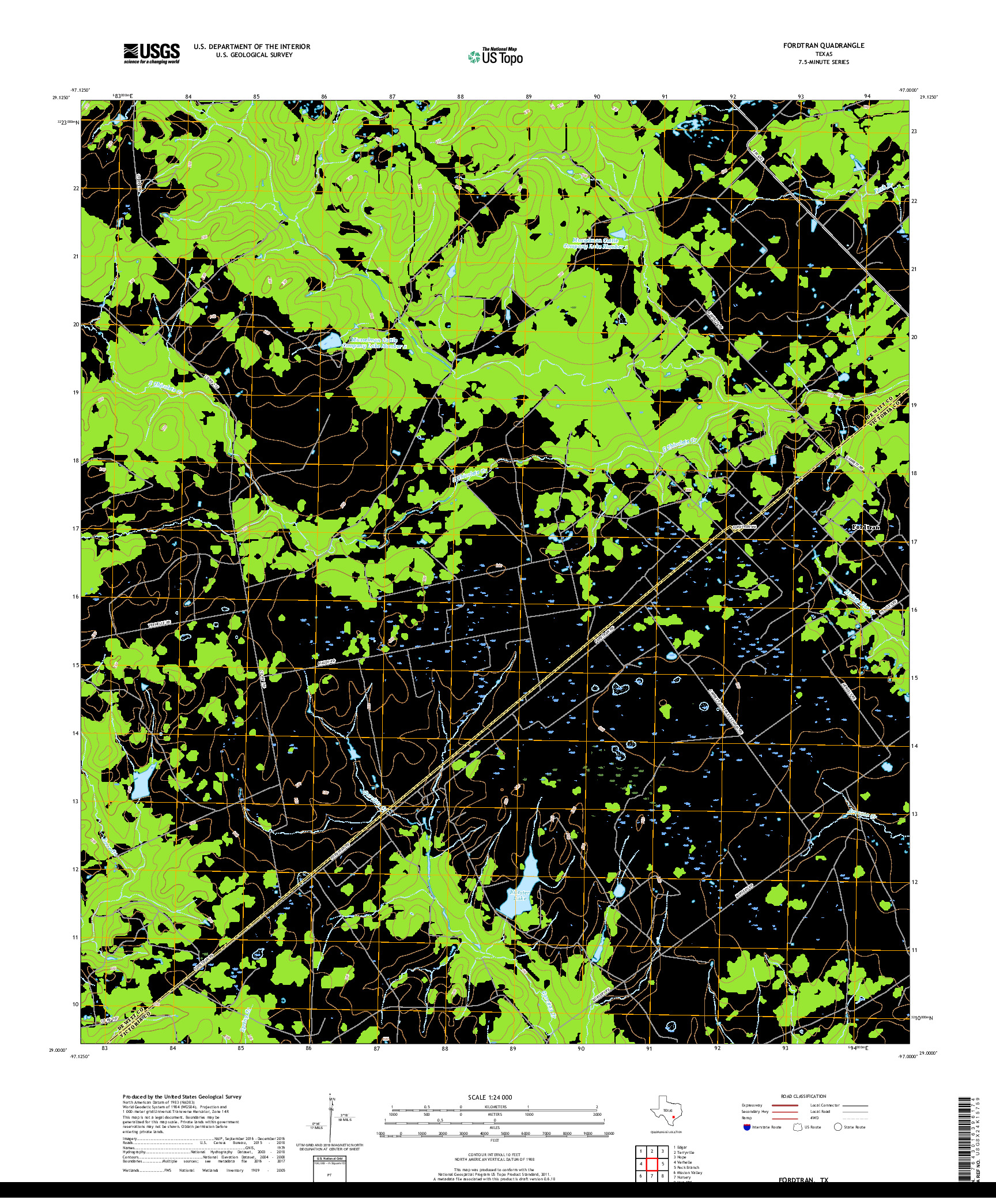 USGS US TOPO 7.5-MINUTE MAP FOR FORDTRAN, TX 2019