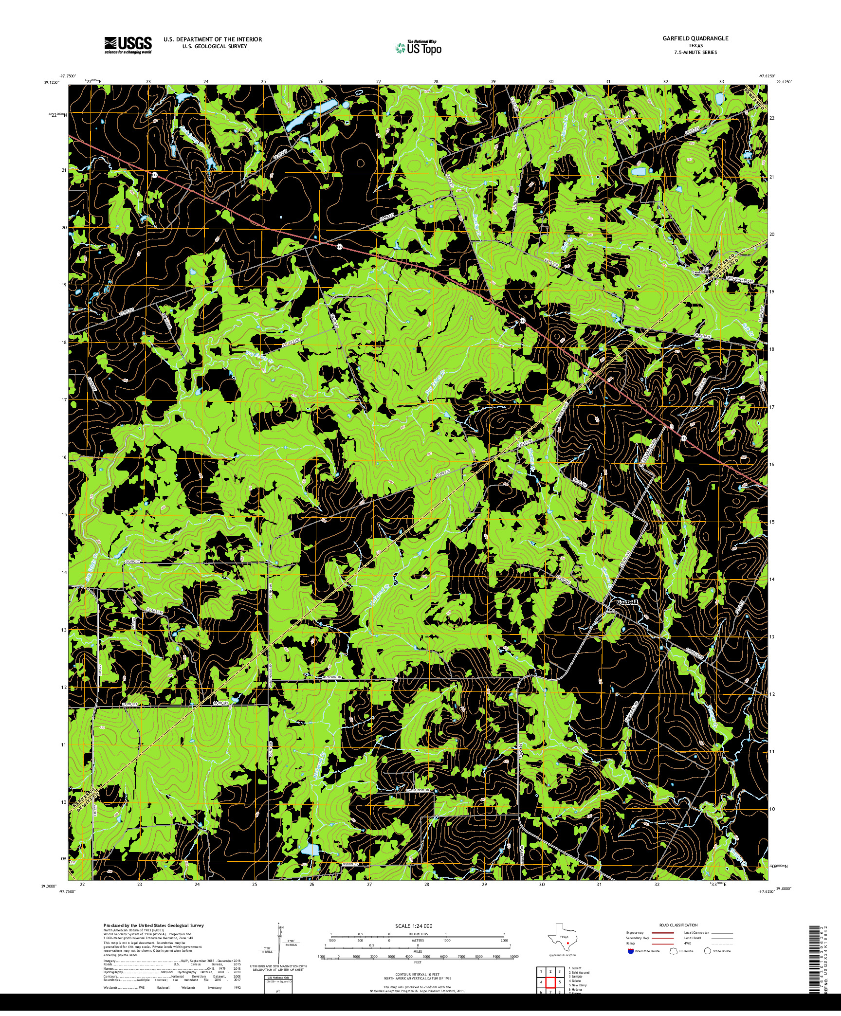 USGS US TOPO 7.5-MINUTE MAP FOR GARFIELD, TX 2019