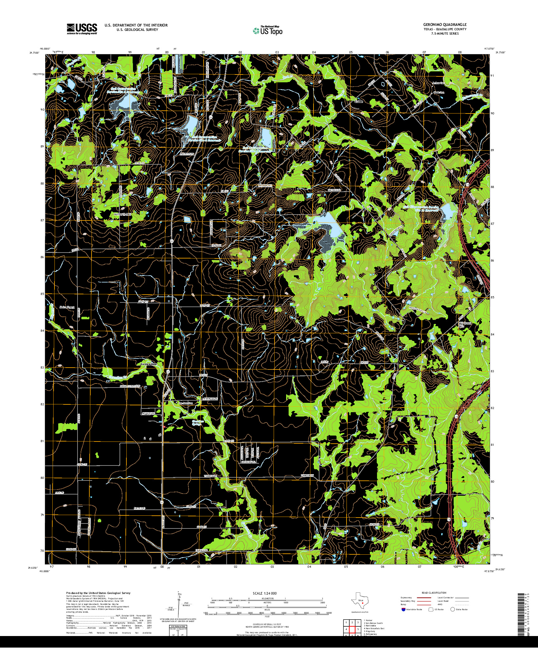 USGS US TOPO 7.5-MINUTE MAP FOR GERONIMO, TX 2019