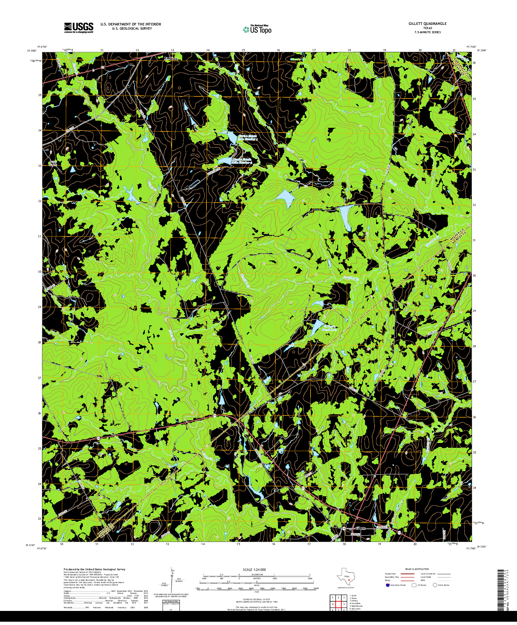 USGS US TOPO 7.5-MINUTE MAP FOR GILLETT, TX 2019