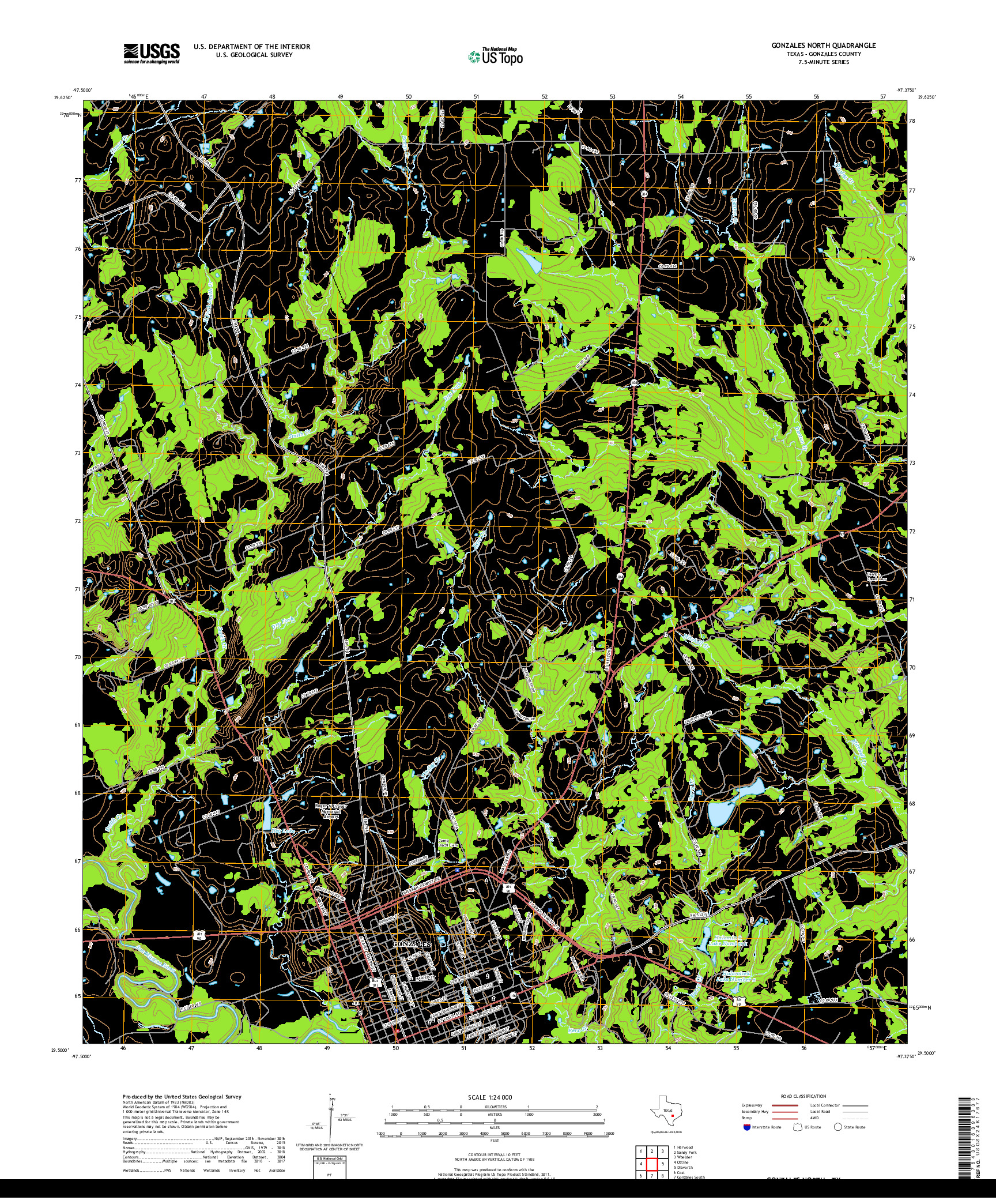 USGS US TOPO 7.5-MINUTE MAP FOR GONZALES NORTH, TX 2019