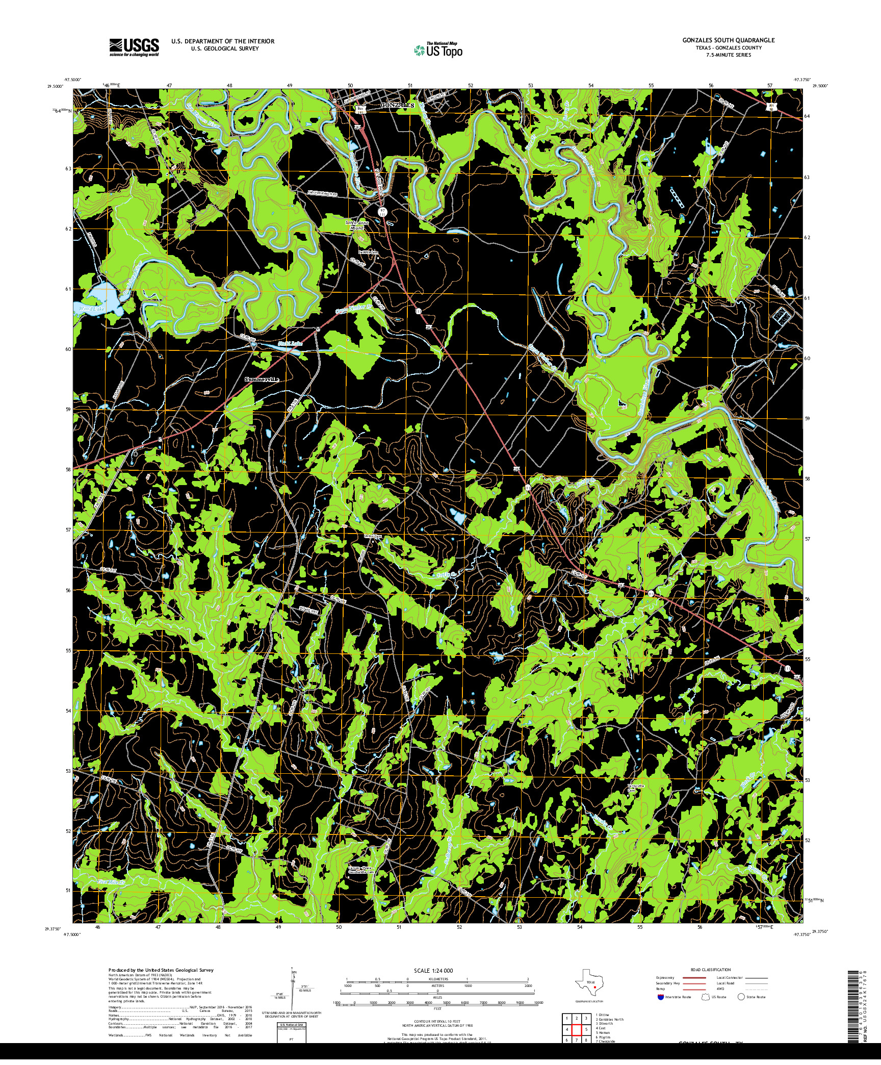 USGS US TOPO 7.5-MINUTE MAP FOR GONZALES SOUTH, TX 2019