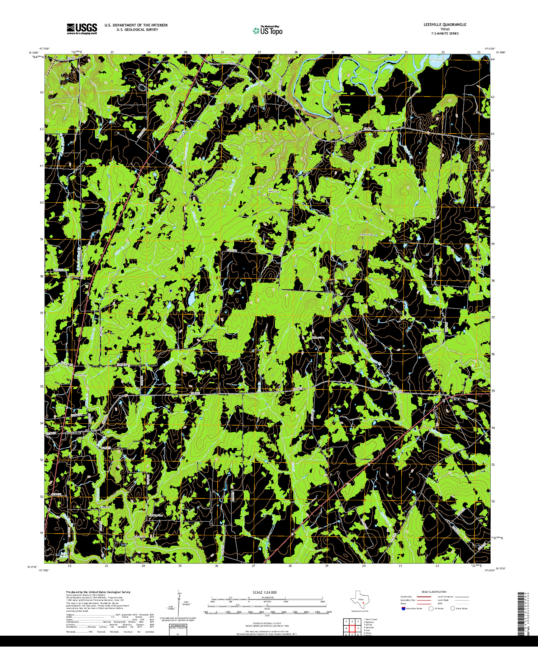 USGS US TOPO 7.5-MINUTE MAP FOR LEESVILLE, TX 2019