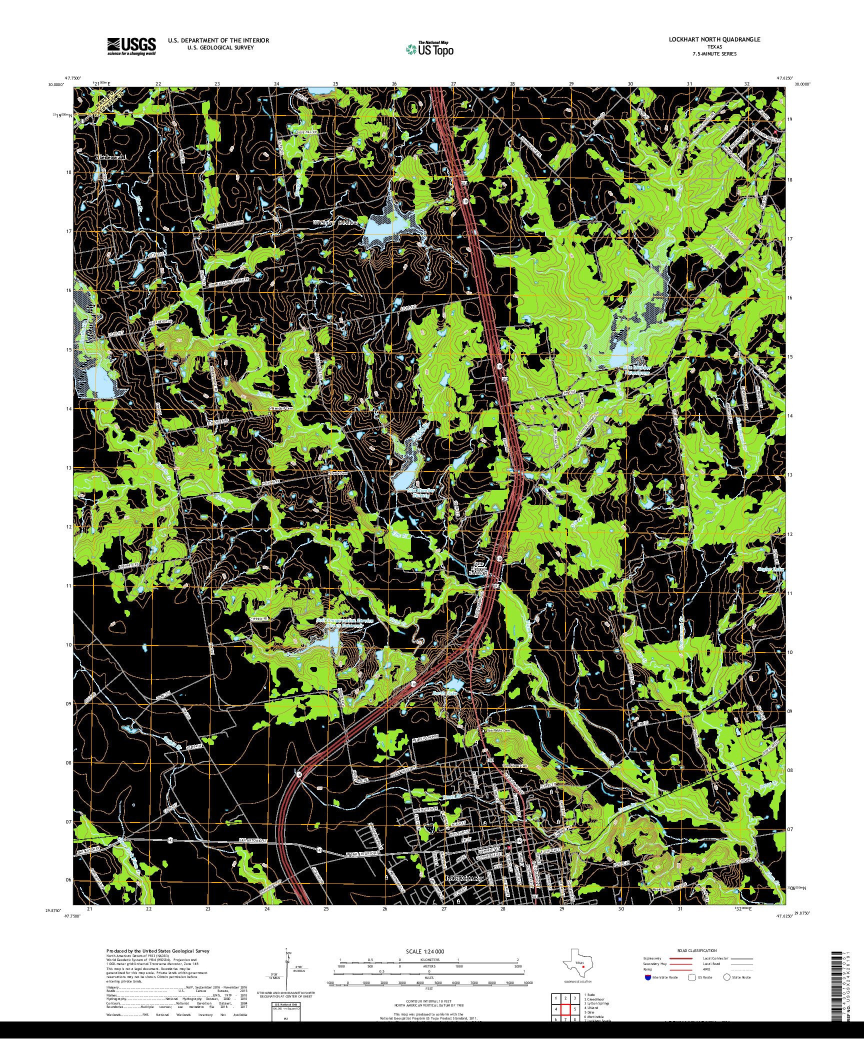 USGS US TOPO 7.5-MINUTE MAP FOR LOCKHART NORTH, TX 2019