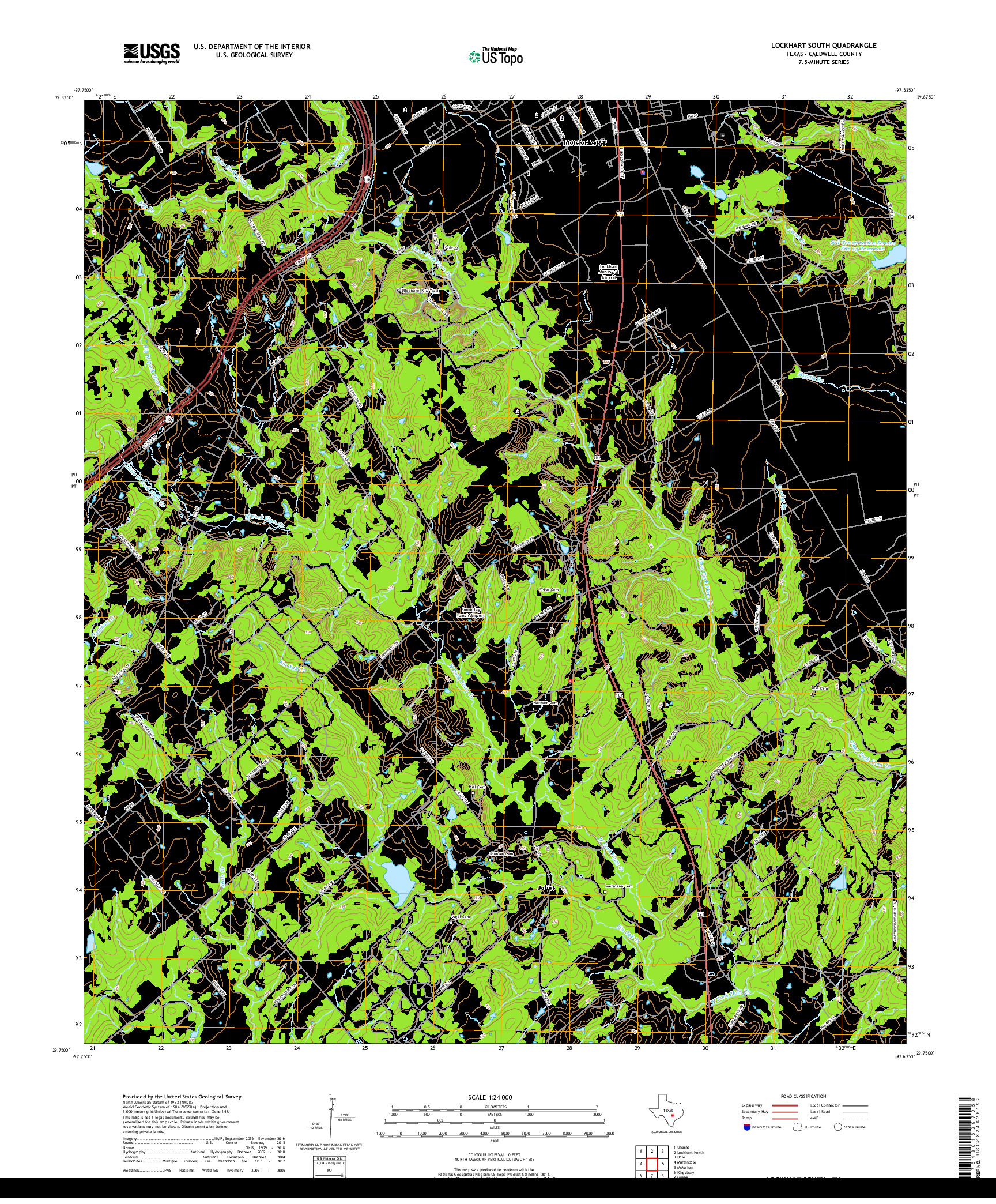 USGS US TOPO 7.5-MINUTE MAP FOR LOCKHART SOUTH, TX 2019