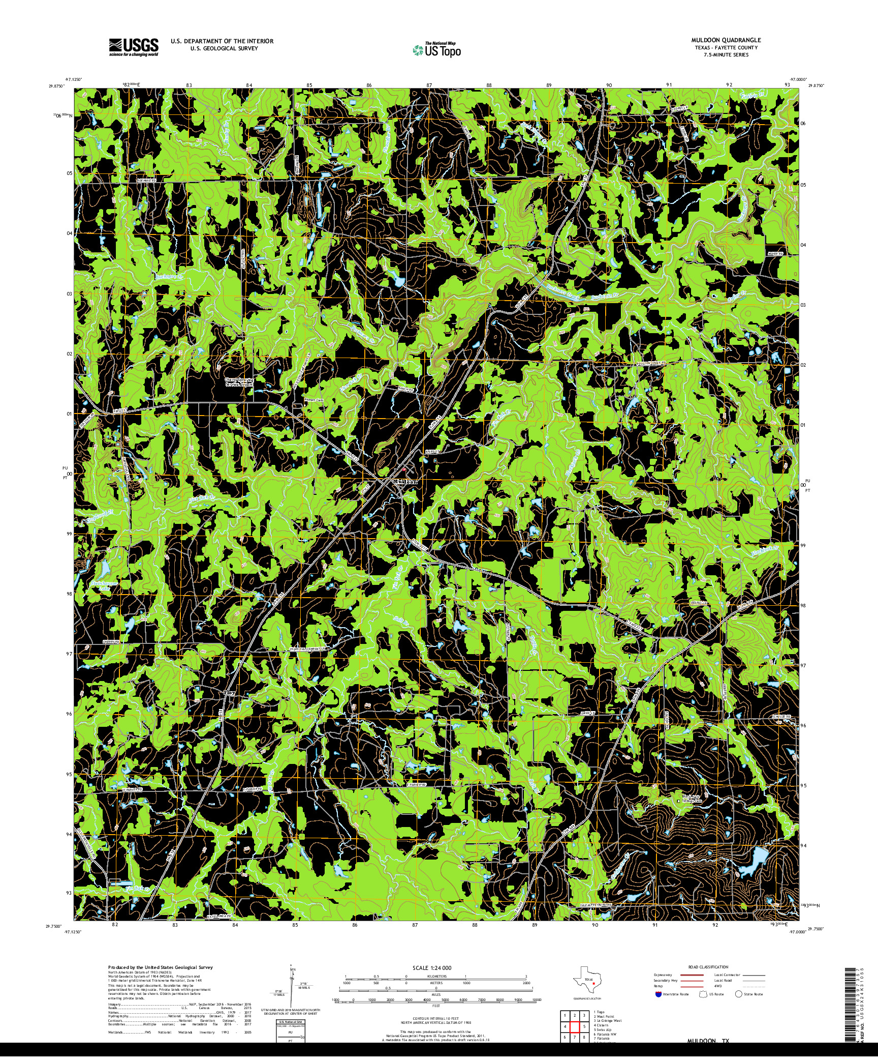 USGS US TOPO 7.5-MINUTE MAP FOR MULDOON, TX 2019