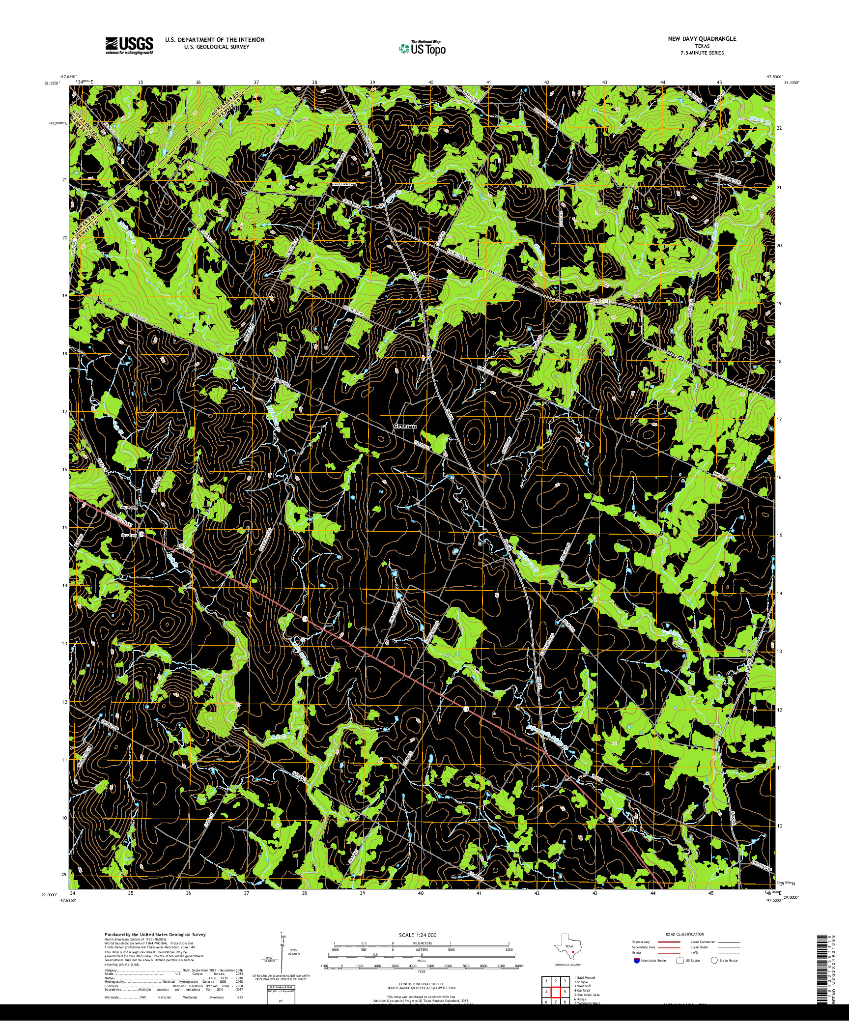 USGS US TOPO 7.5-MINUTE MAP FOR NEW DAVY, TX 2019