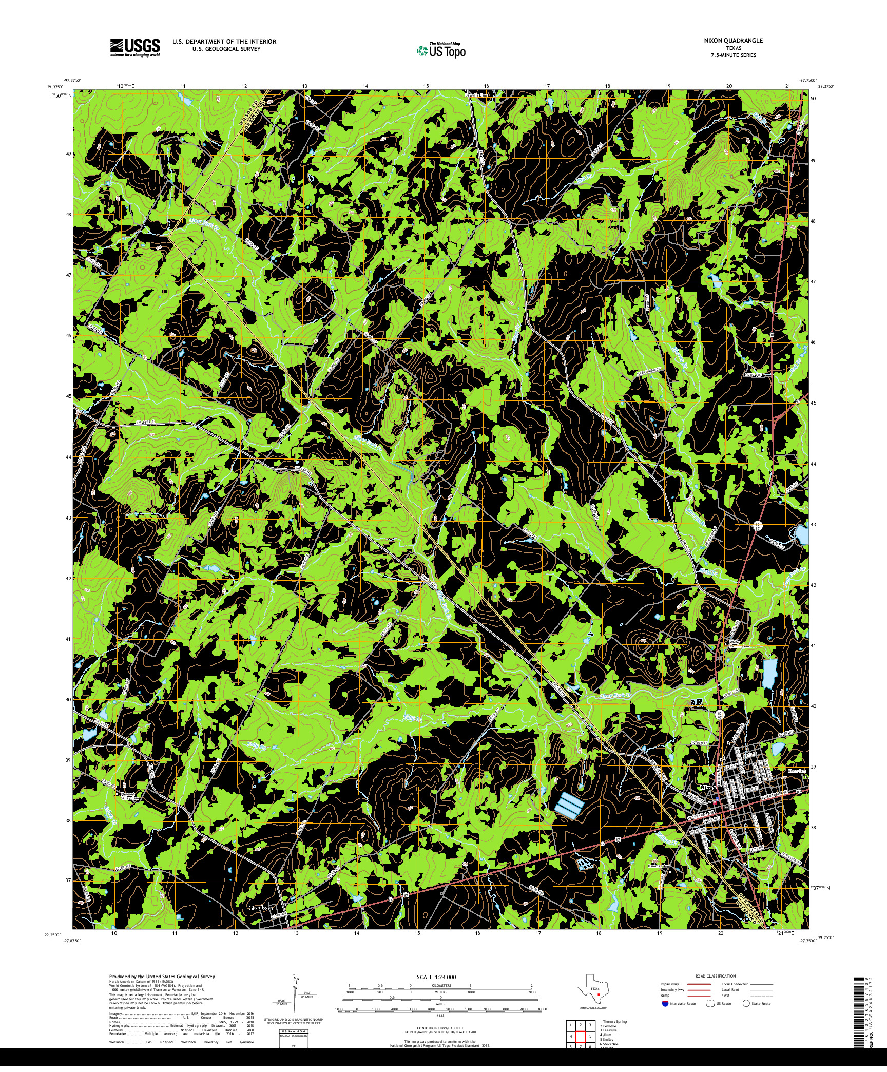 USGS US TOPO 7.5-MINUTE MAP FOR NIXON, TX 2019