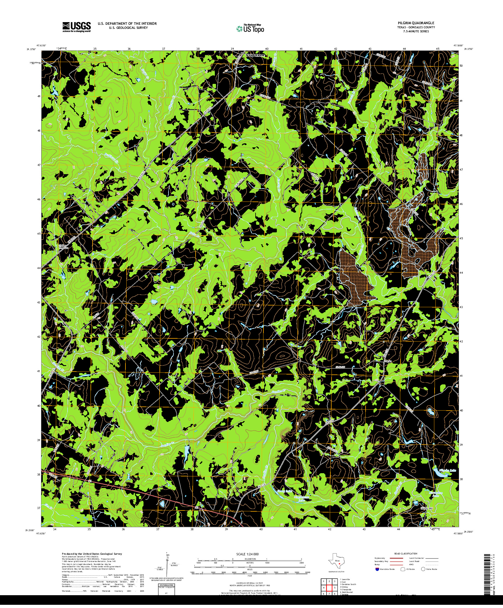 USGS US TOPO 7.5-MINUTE MAP FOR PILGRIM, TX 2019