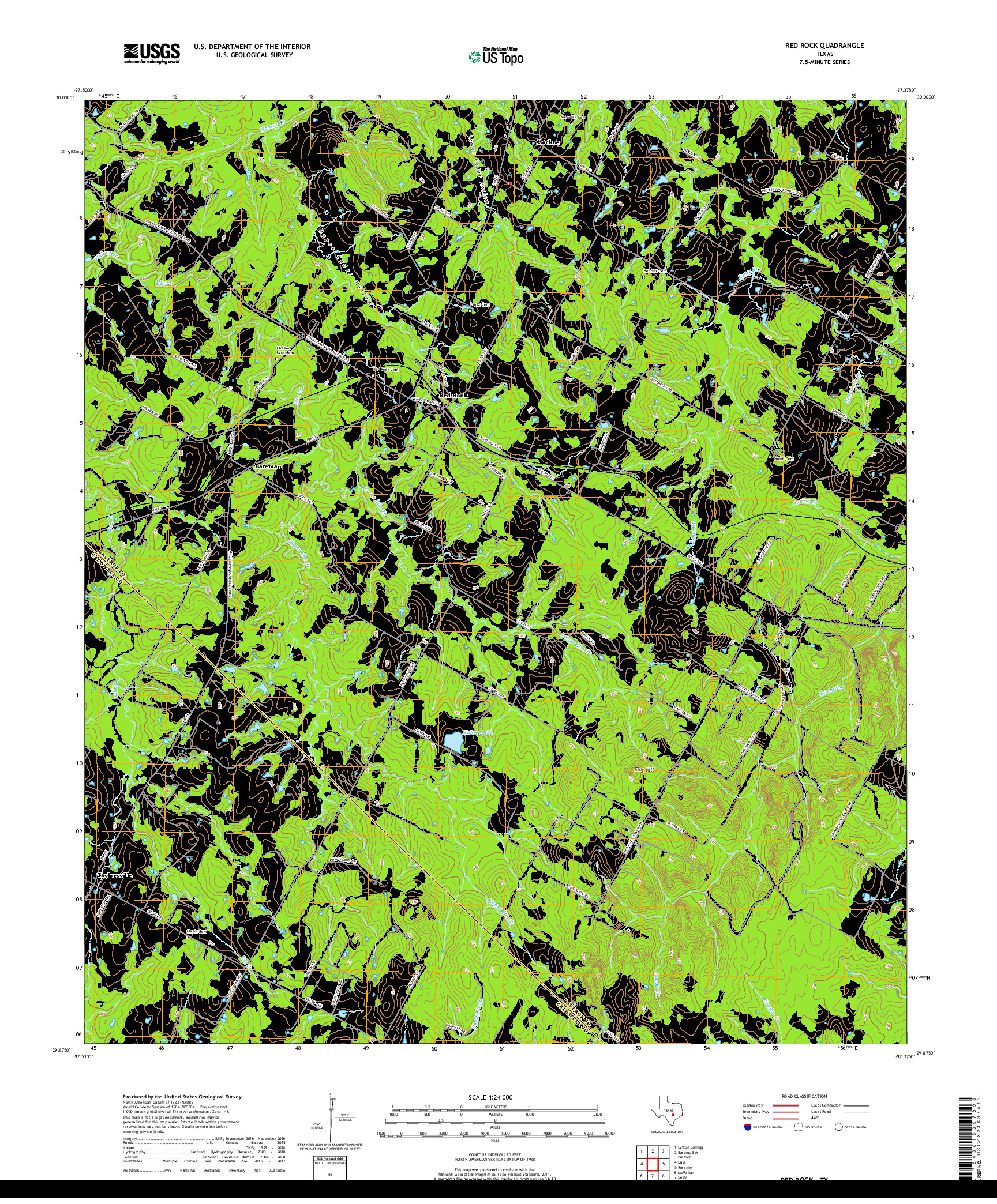 USGS US TOPO 7.5-MINUTE MAP FOR RED ROCK, TX 2019