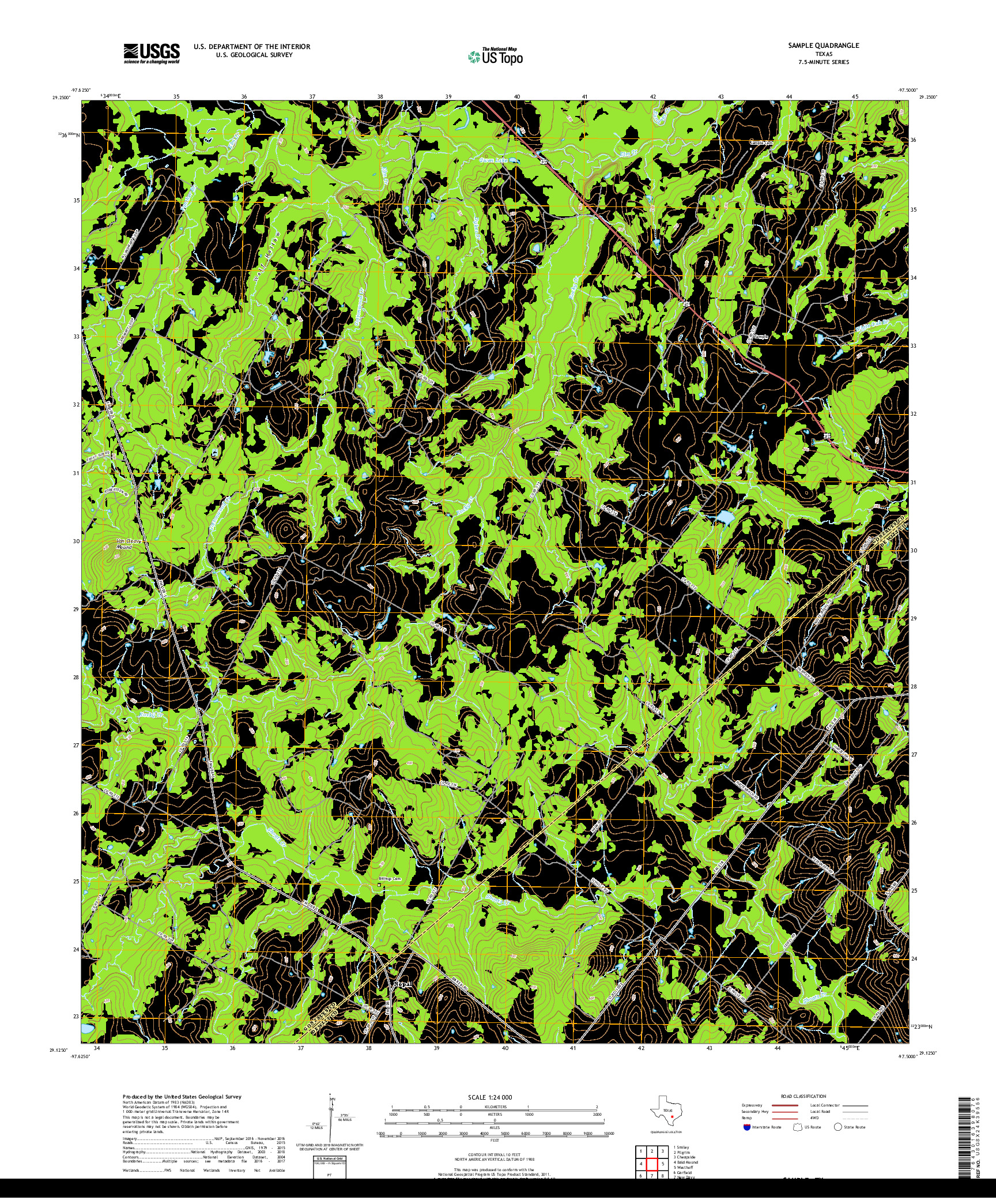 USGS US TOPO 7.5-MINUTE MAP FOR SAMPLE, TX 2019