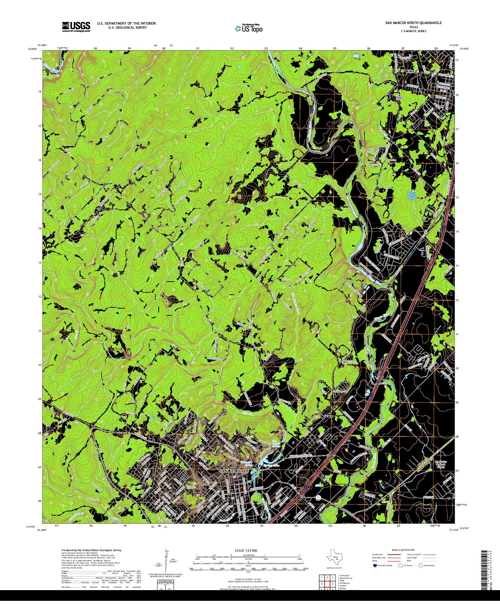 USGS US TOPO 7.5-MINUTE MAP FOR SAN MARCOS NORTH, TX 2019