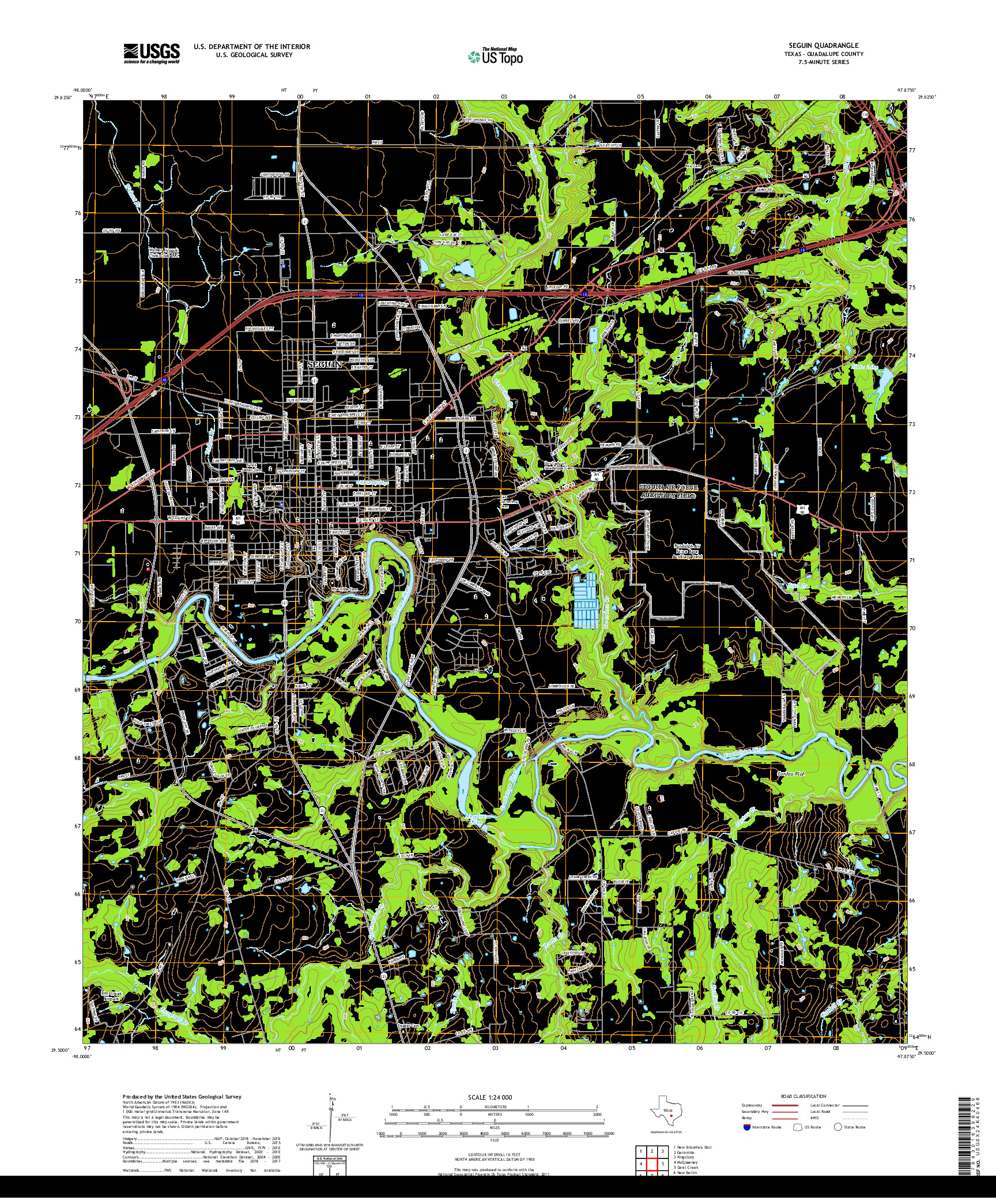 USGS US TOPO 7.5-MINUTE MAP FOR SEGUIN, TX 2019