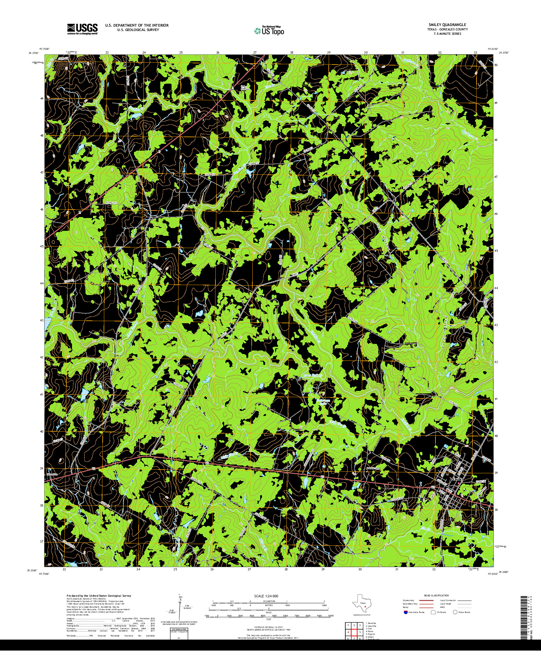 USGS US TOPO 7.5-MINUTE MAP FOR SMILEY, TX 2019