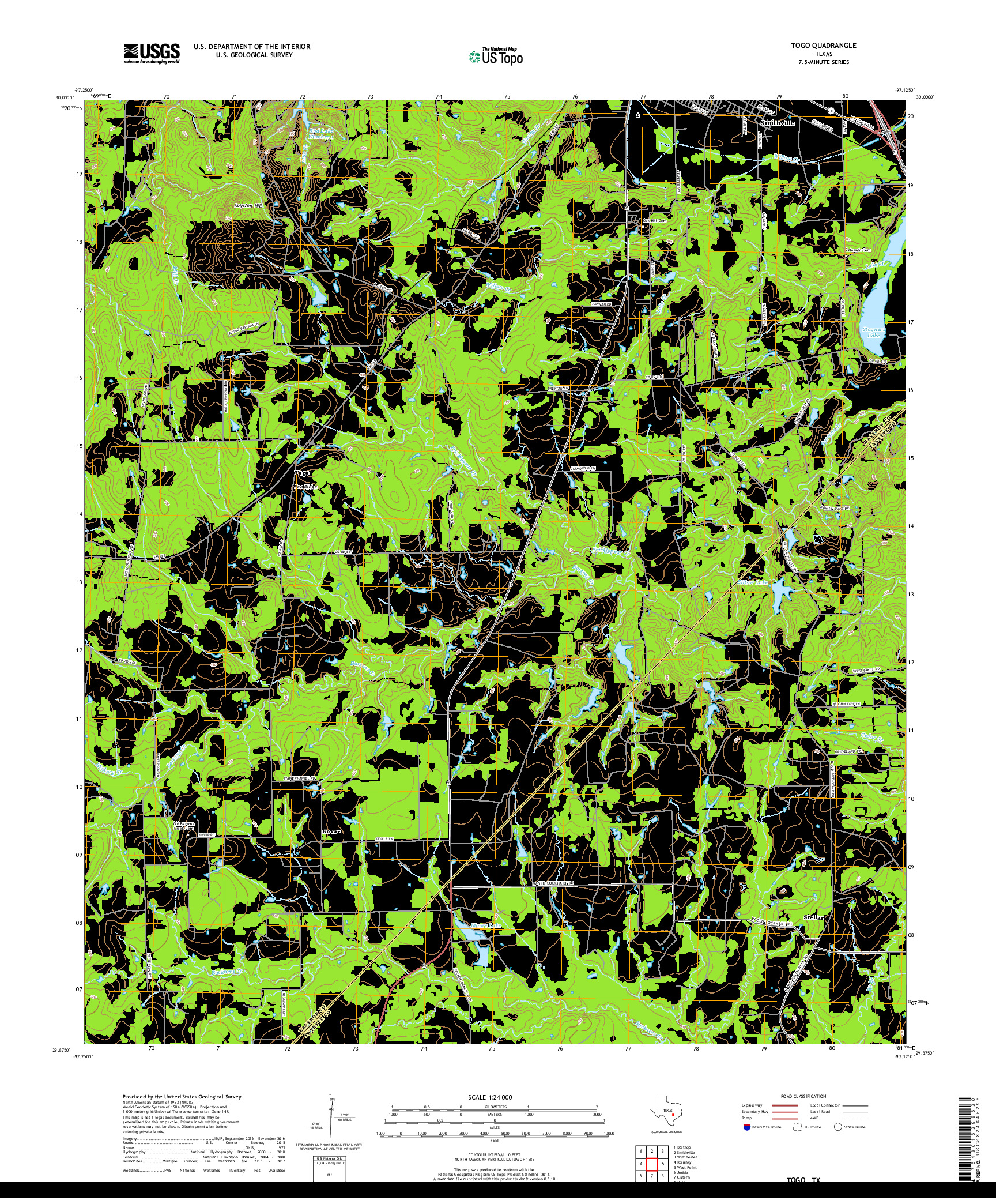 USGS US TOPO 7.5-MINUTE MAP FOR TOGO, TX 2019