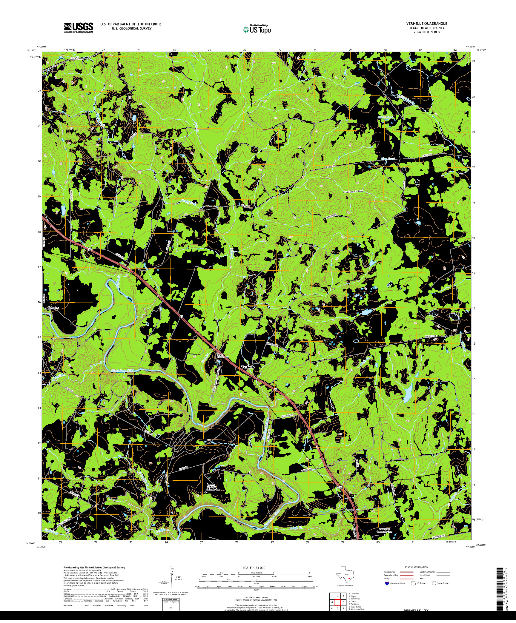 USGS US TOPO 7.5-MINUTE MAP FOR VERHELLE, TX 2019