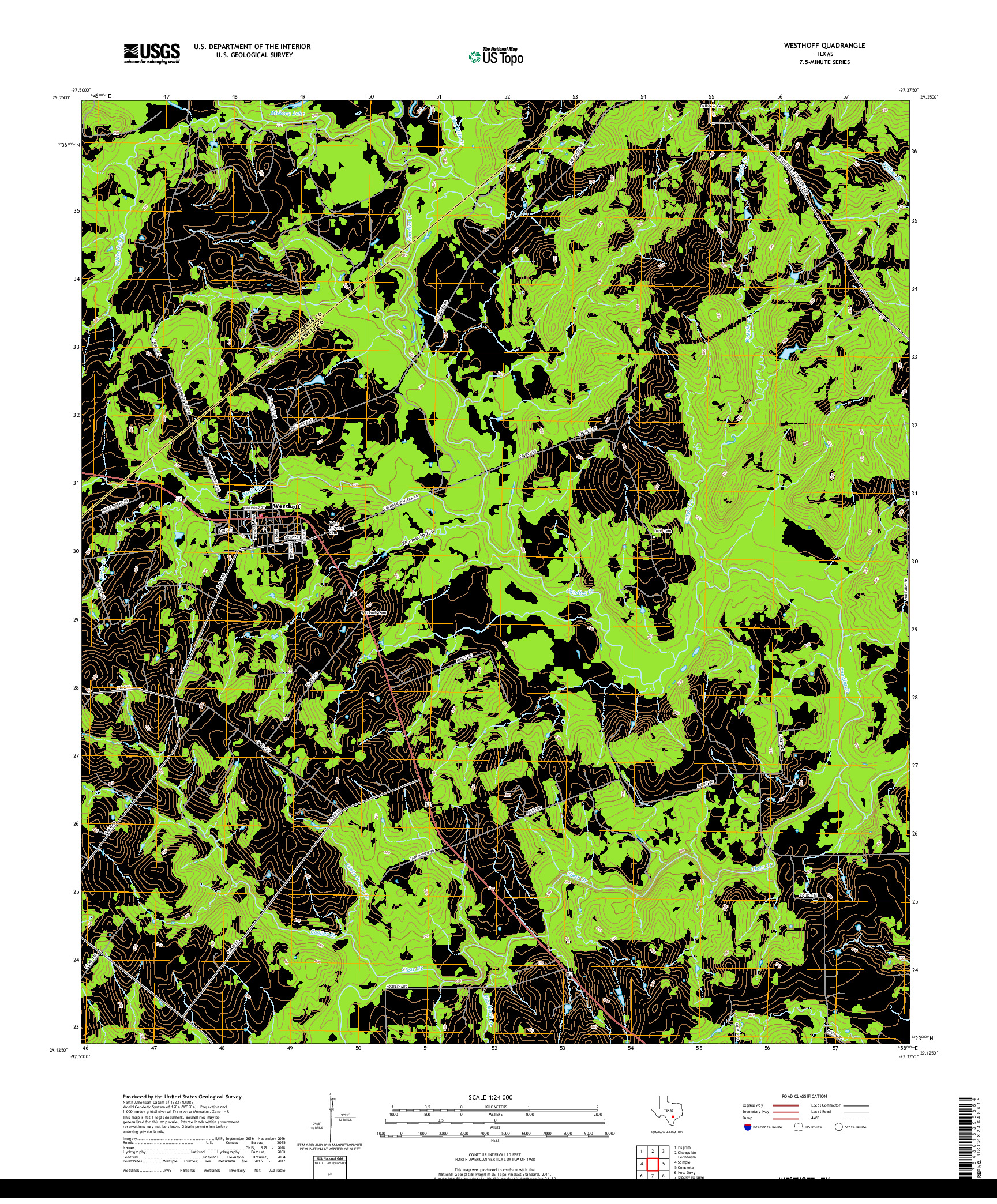 USGS US TOPO 7.5-MINUTE MAP FOR WESTHOFF, TX 2019