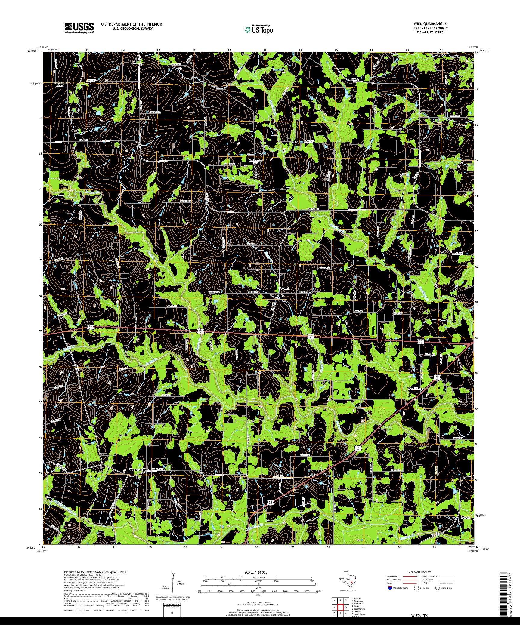 USGS US TOPO 7.5-MINUTE MAP FOR WIED, TX 2019