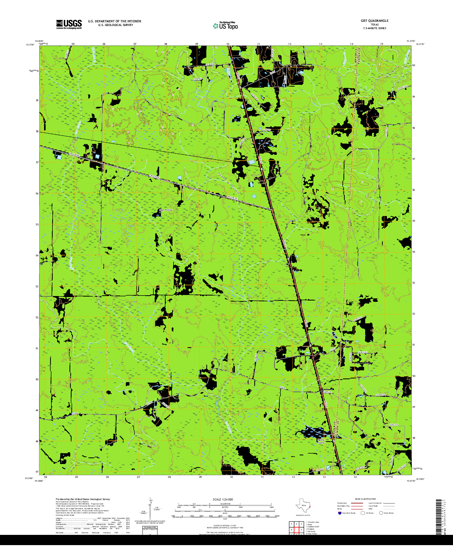 USGS US TOPO 7.5-MINUTE MAP FOR GIST, TX 2019