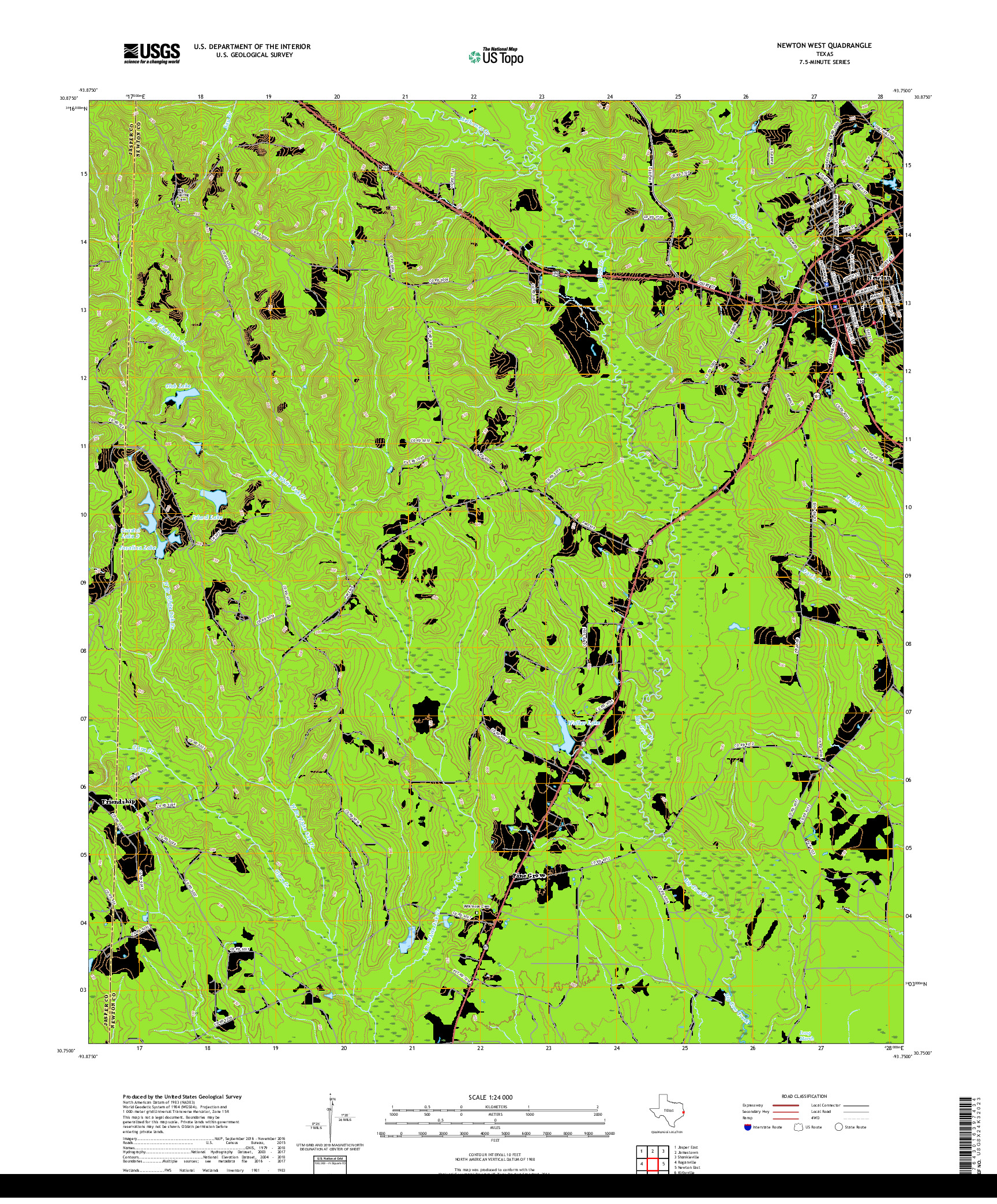 USGS US TOPO 7.5-MINUTE MAP FOR NEWTON WEST, TX 2019