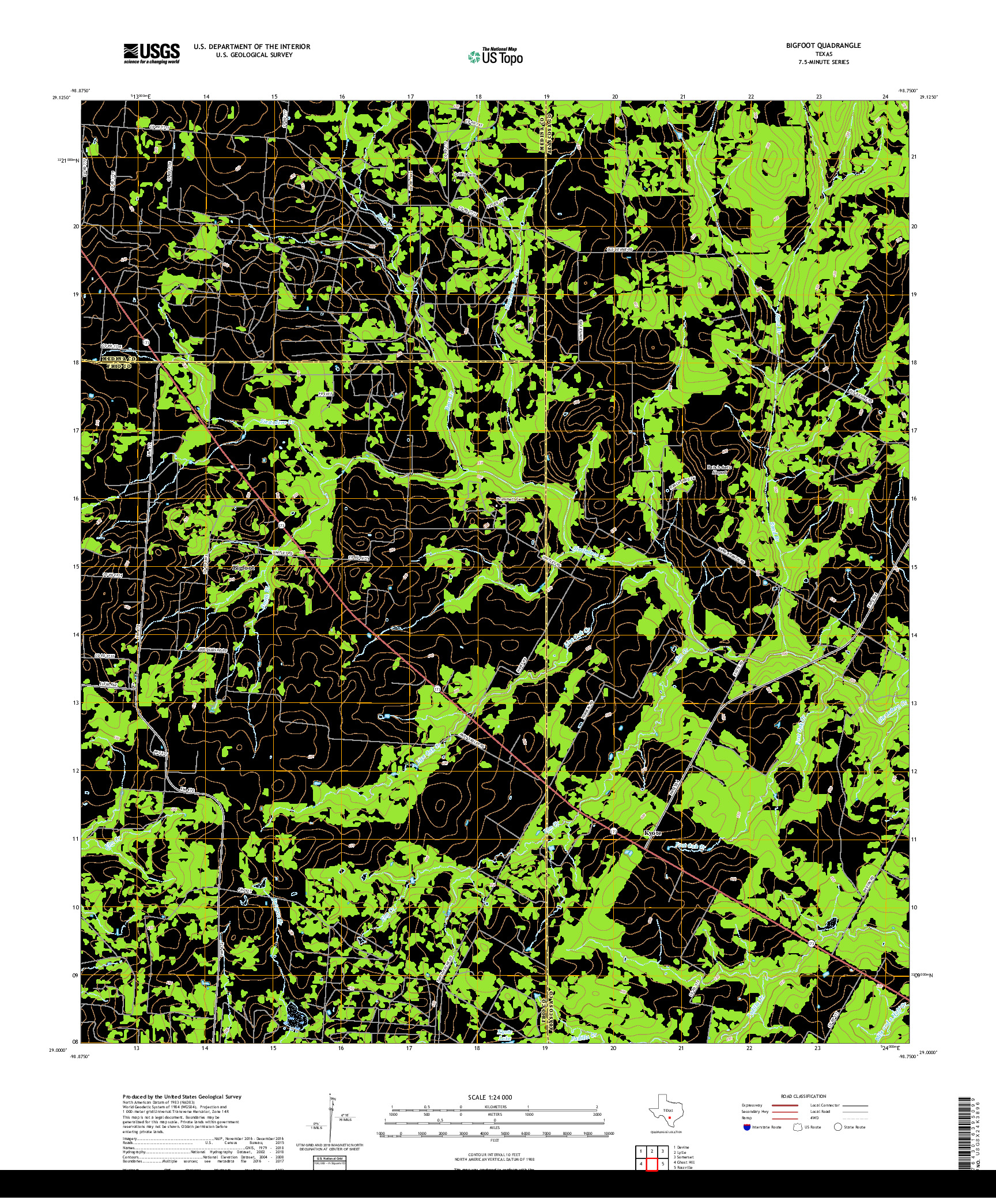 USGS US TOPO 7.5-MINUTE MAP FOR BIGFOOT, TX 2019