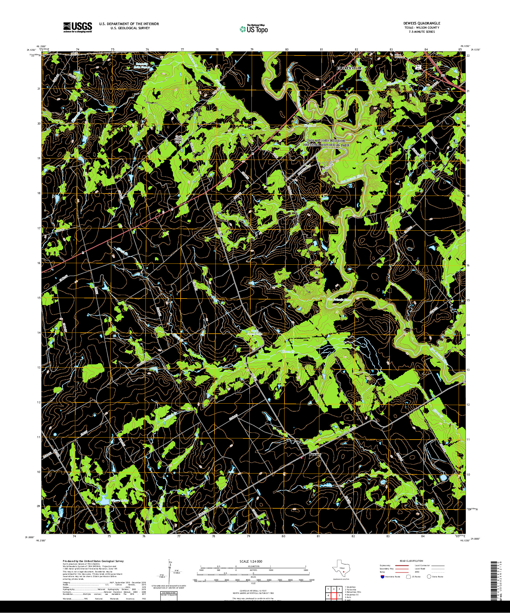 USGS US TOPO 7.5-MINUTE MAP FOR DEWEES, TX 2019