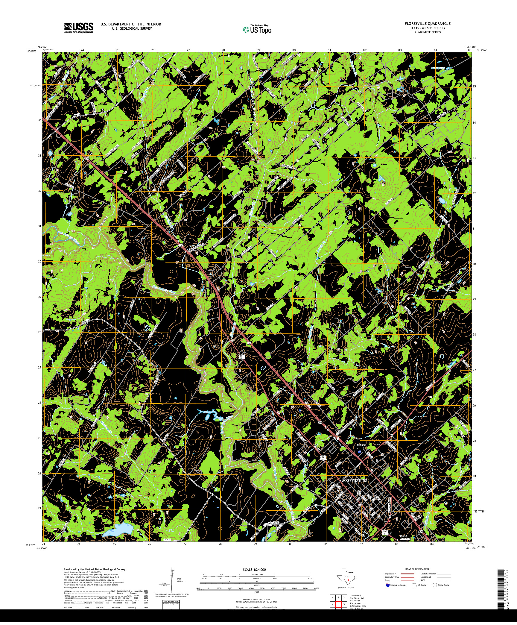 USGS US TOPO 7.5-MINUTE MAP FOR FLORESVILLE, TX 2019