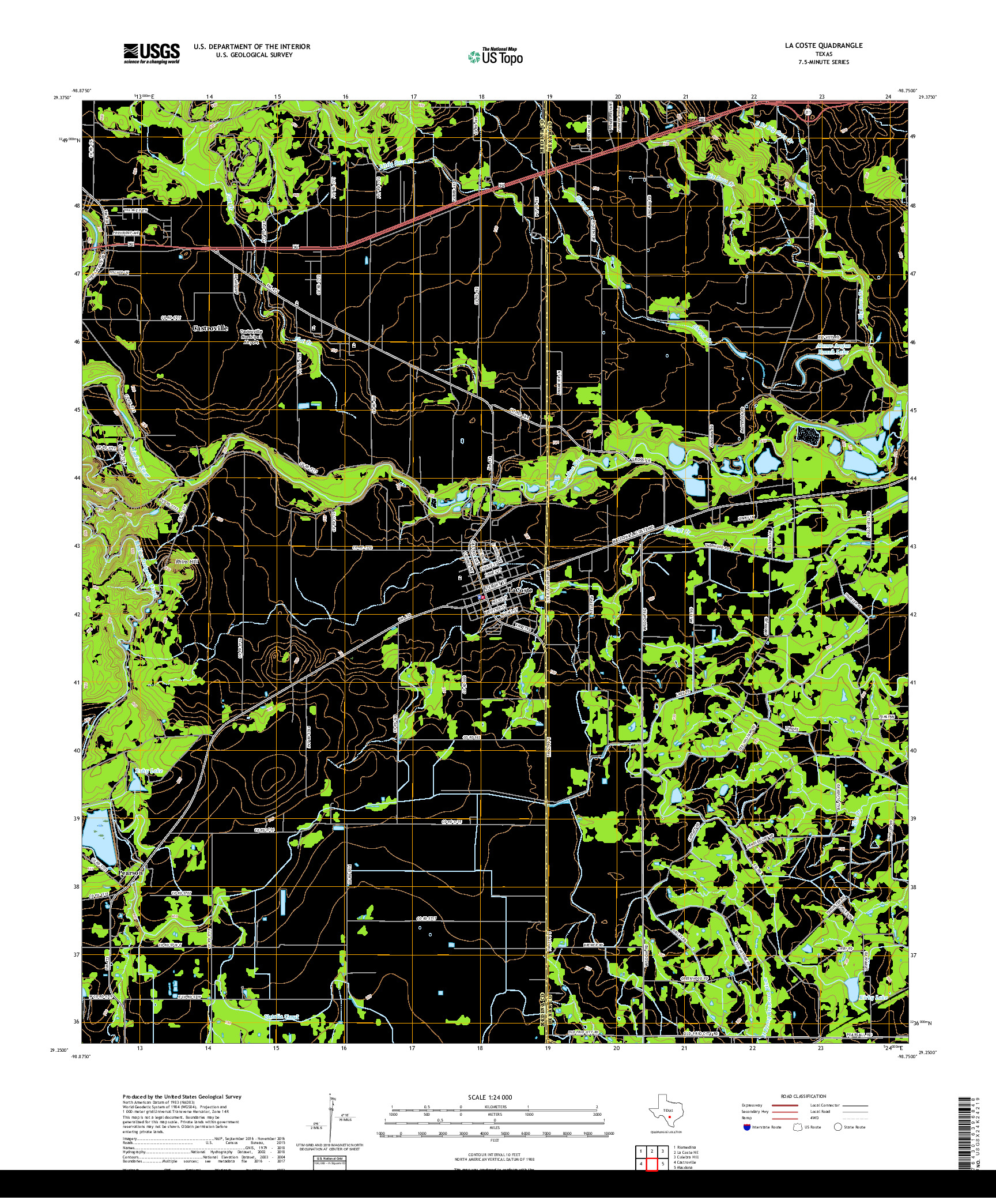 USGS US TOPO 7.5-MINUTE MAP FOR LA COSTE, TX 2019