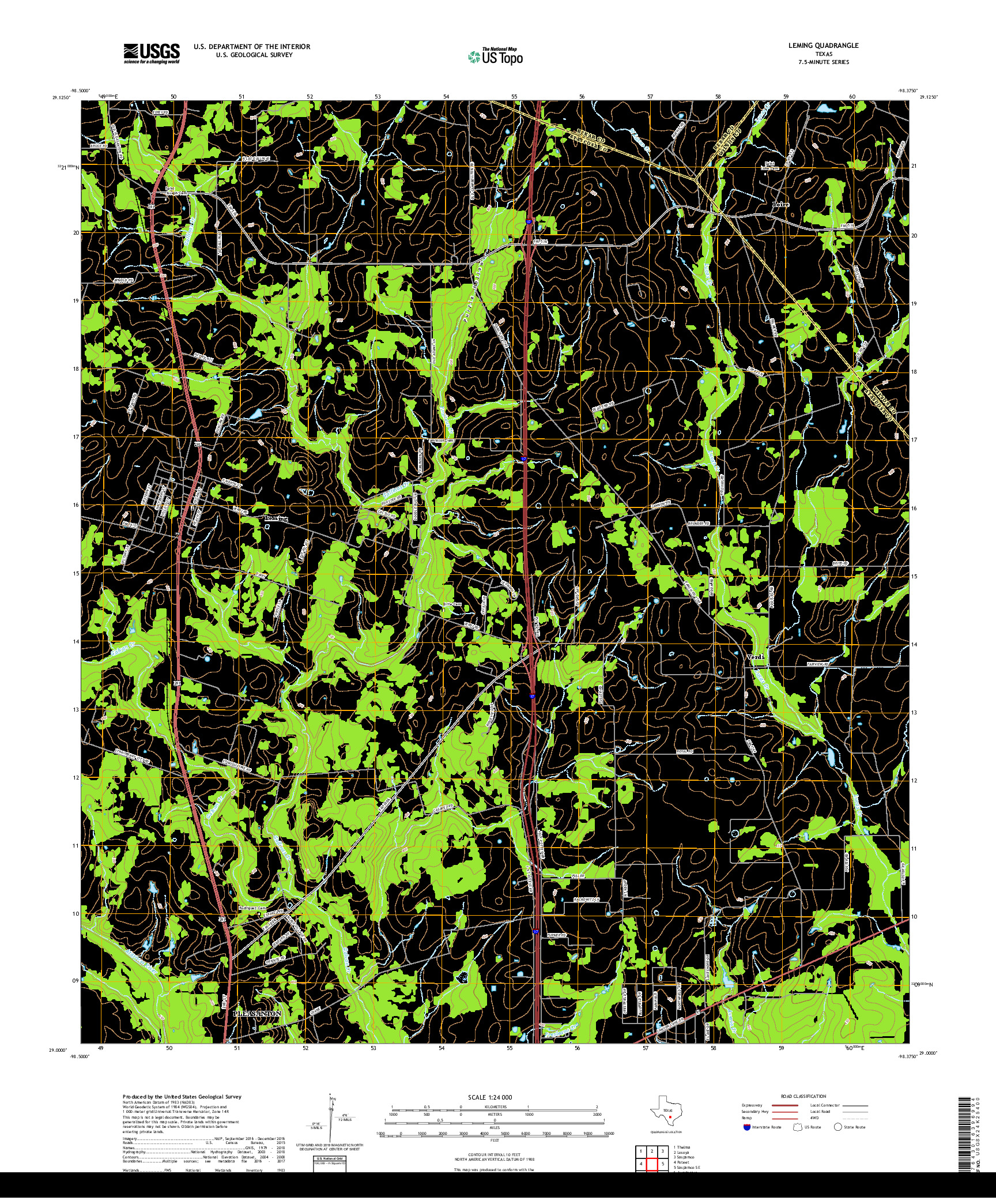 USGS US TOPO 7.5-MINUTE MAP FOR LEMING, TX 2019