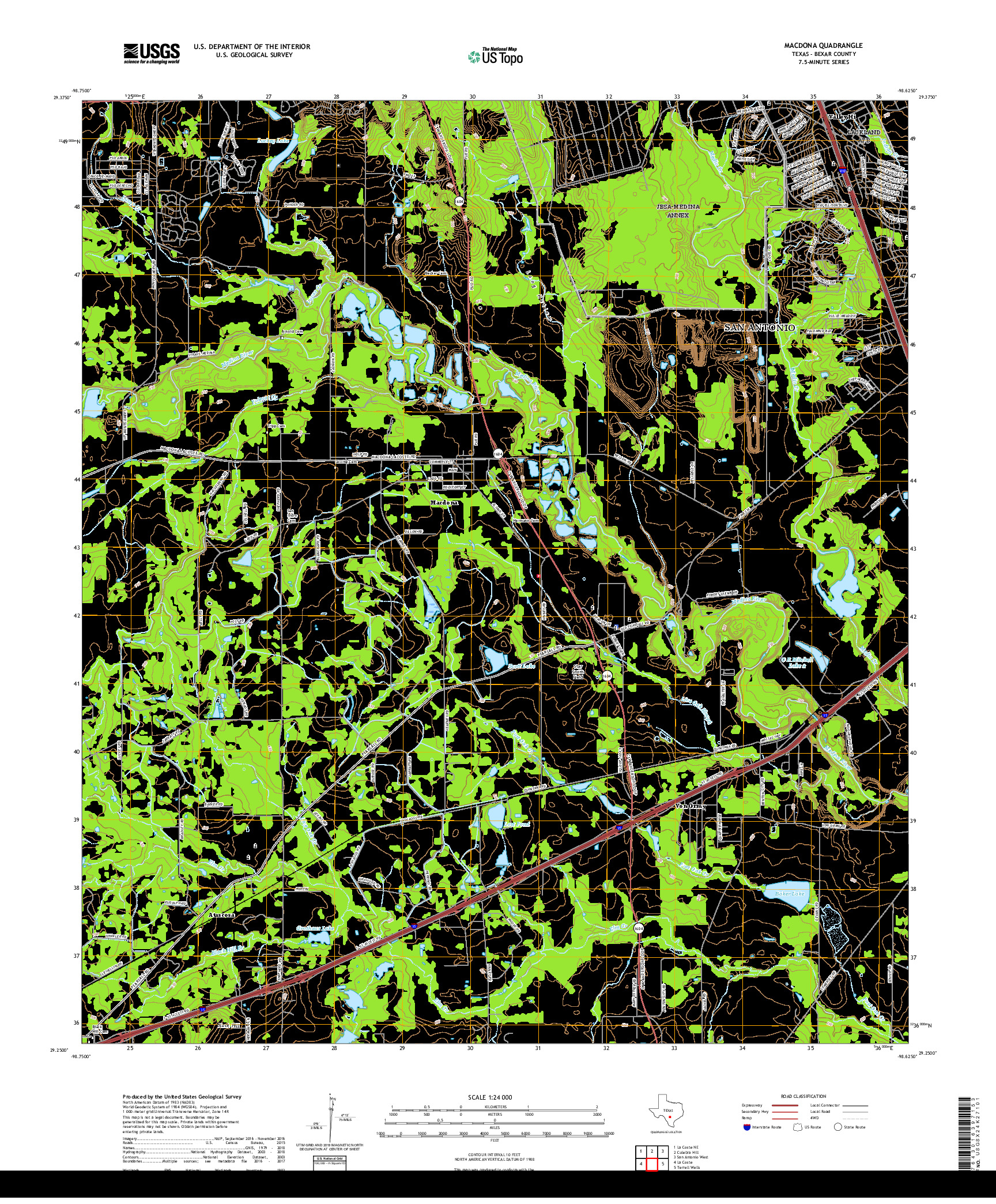 USGS US TOPO 7.5-MINUTE MAP FOR MACDONA, TX 2019