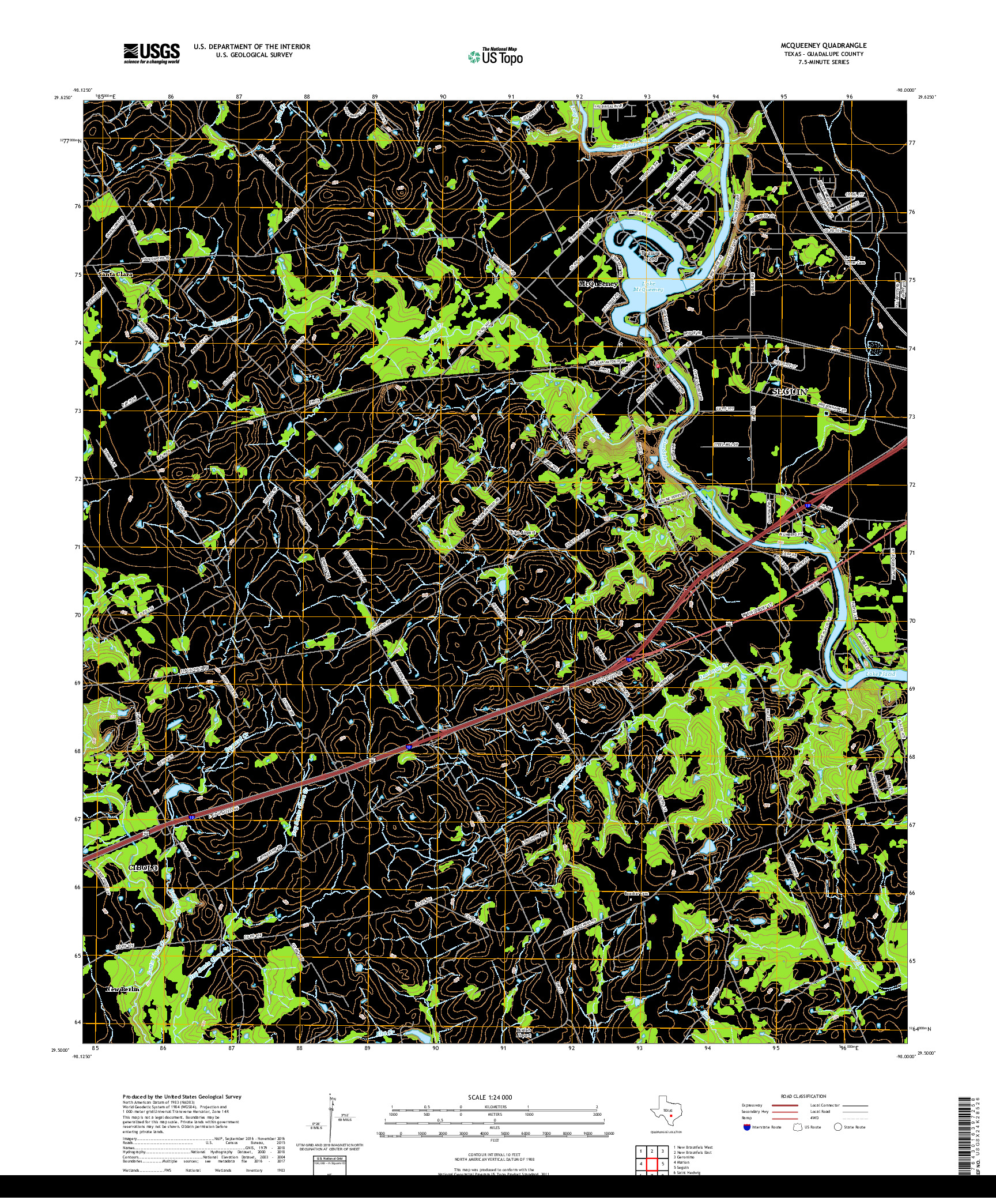 USGS US TOPO 7.5-MINUTE MAP FOR MCQUEENEY, TX 2019