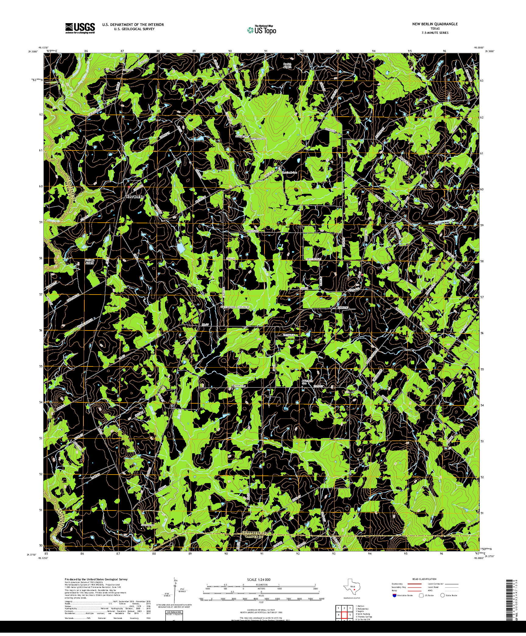 USGS US TOPO 7.5-MINUTE MAP FOR NEW BERLIN, TX 2019