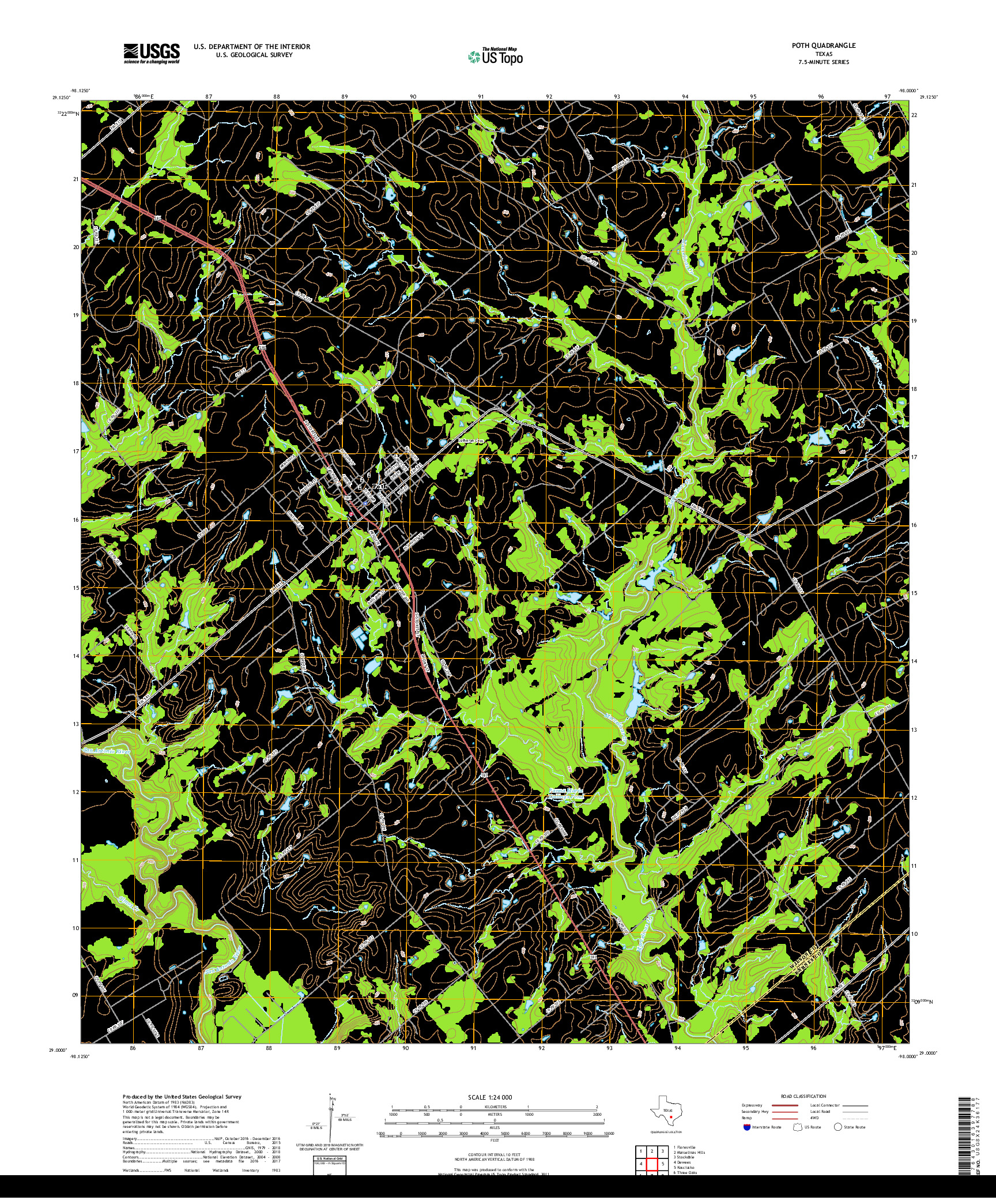 USGS US TOPO 7.5-MINUTE MAP FOR POTH, TX 2019