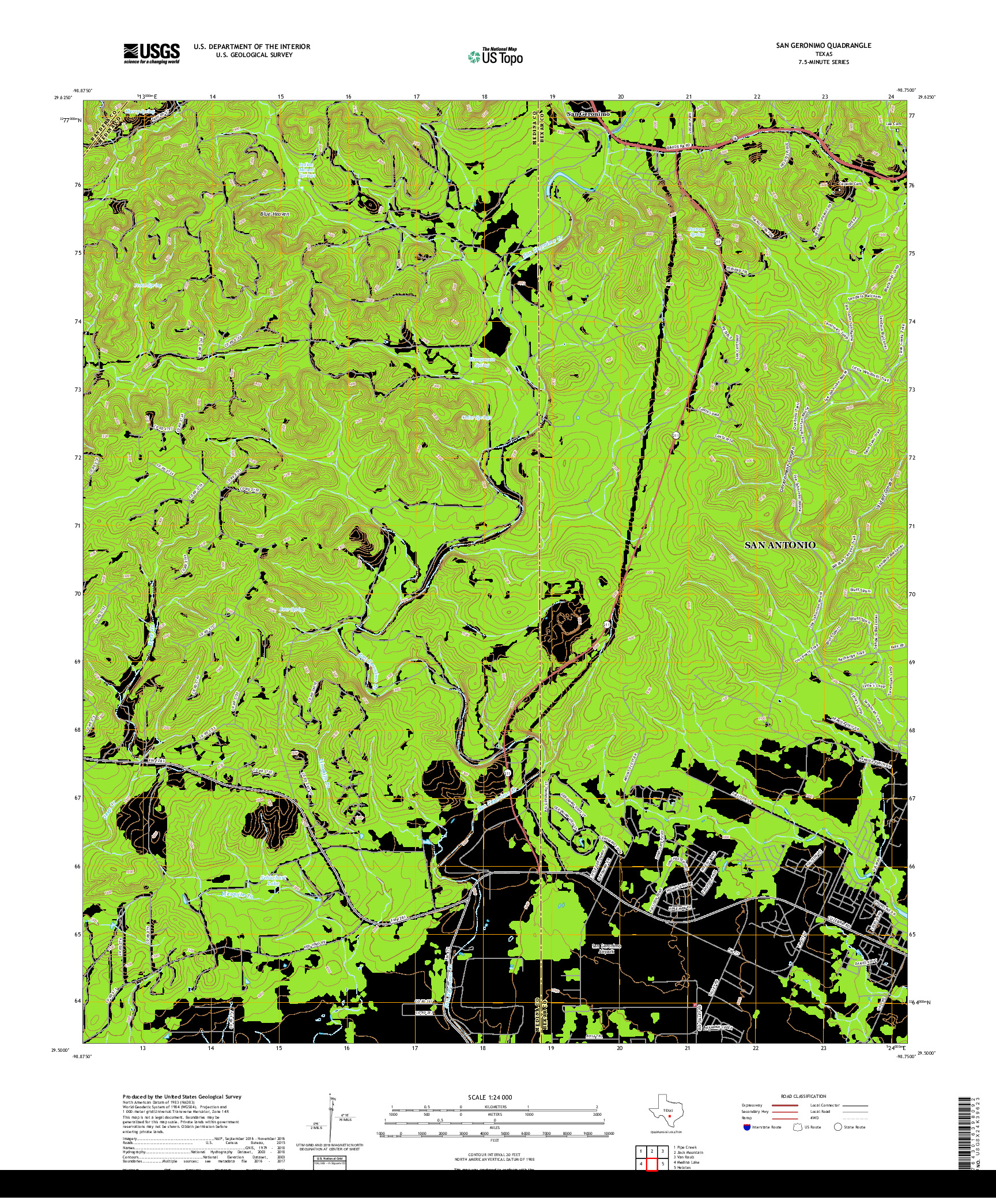 USGS US TOPO 7.5-MINUTE MAP FOR SAN GERONIMO, TX 2019