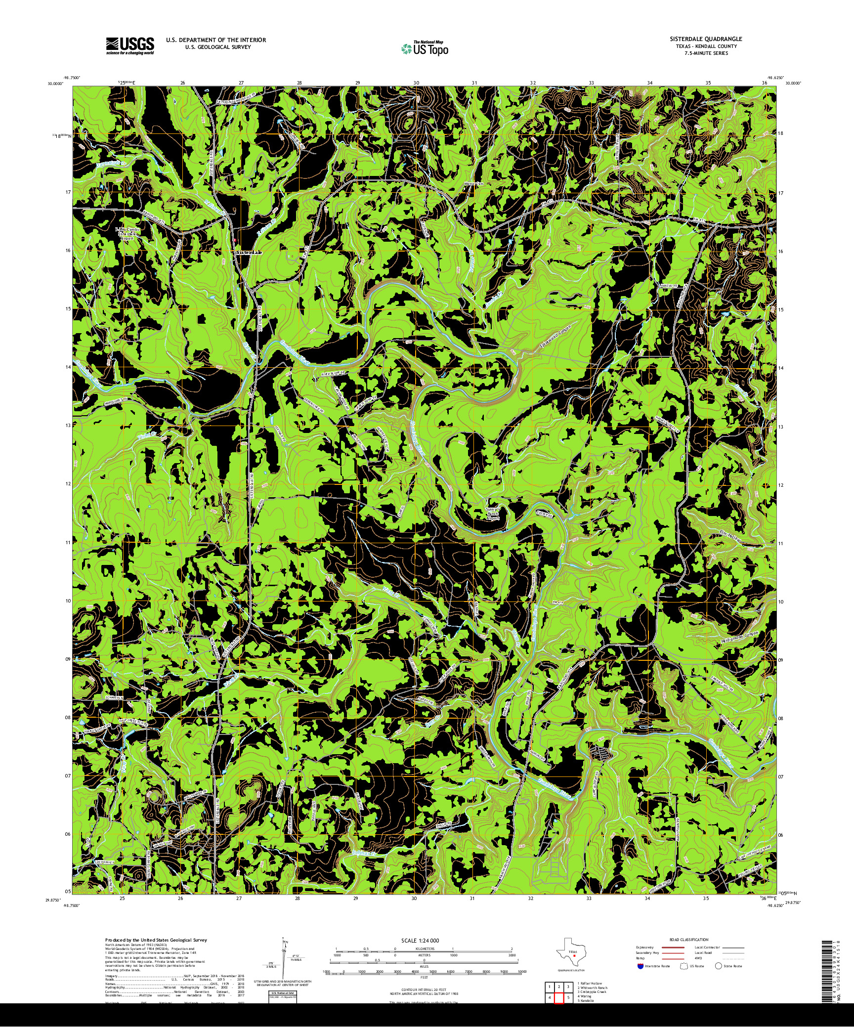 USGS US TOPO 7.5-MINUTE MAP FOR SISTERDALE, TX 2019