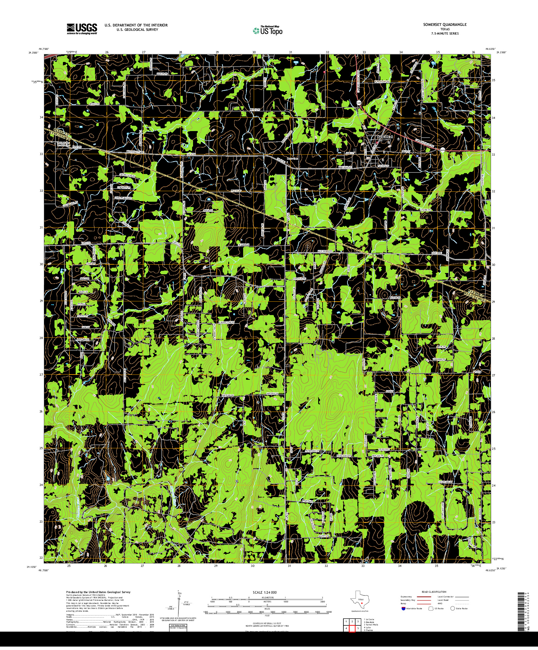 USGS US TOPO 7.5-MINUTE MAP FOR SOMERSET, TX 2019