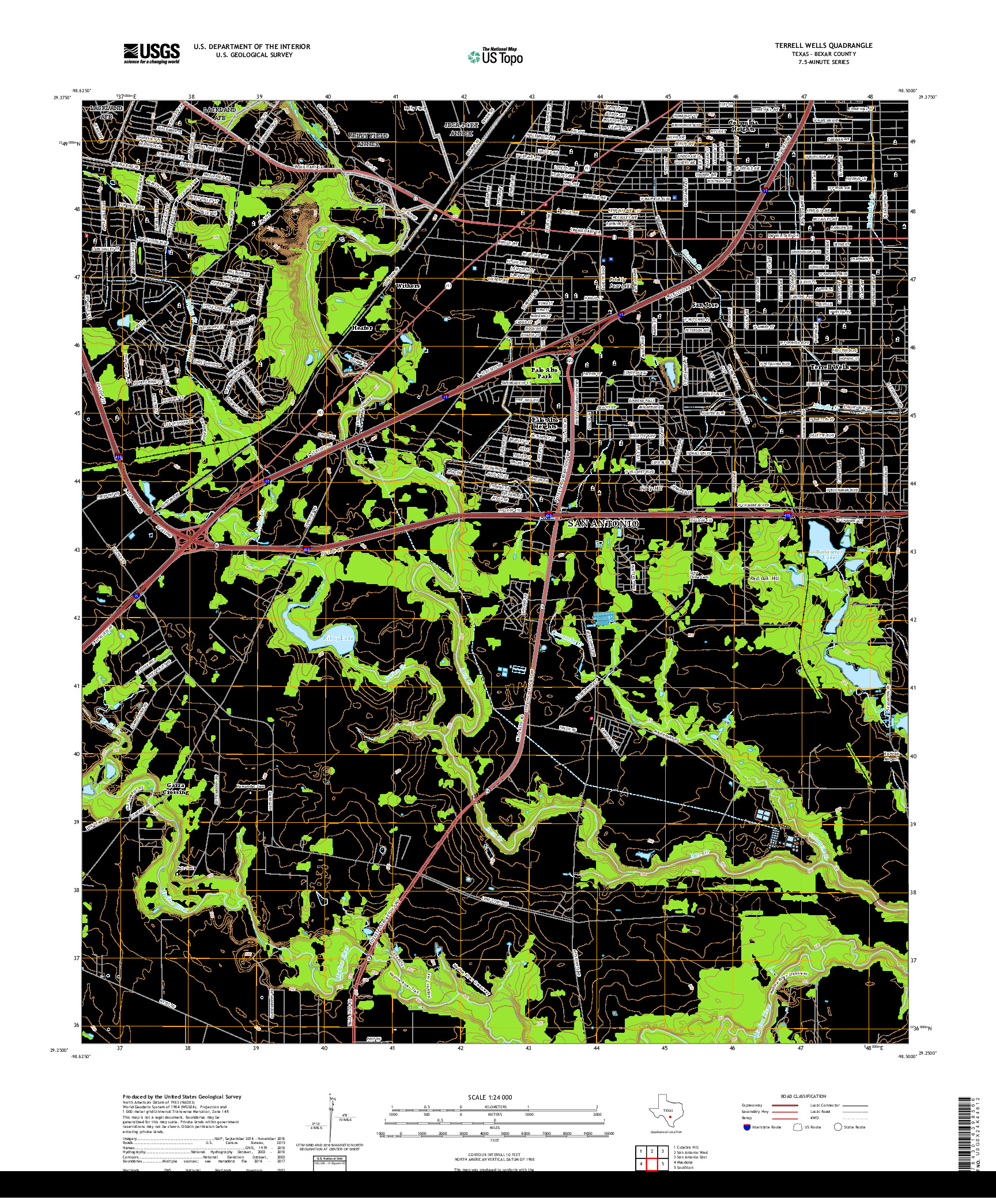 USGS US TOPO 7.5-MINUTE MAP FOR TERRELL WELLS, TX 2019