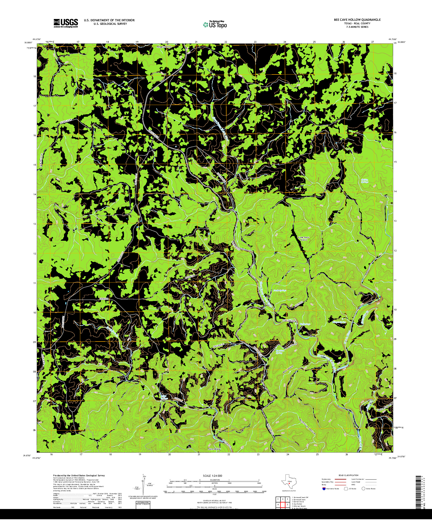 USGS US TOPO 7.5-MINUTE MAP FOR BEE CAVE HOLLOW, TX 2019