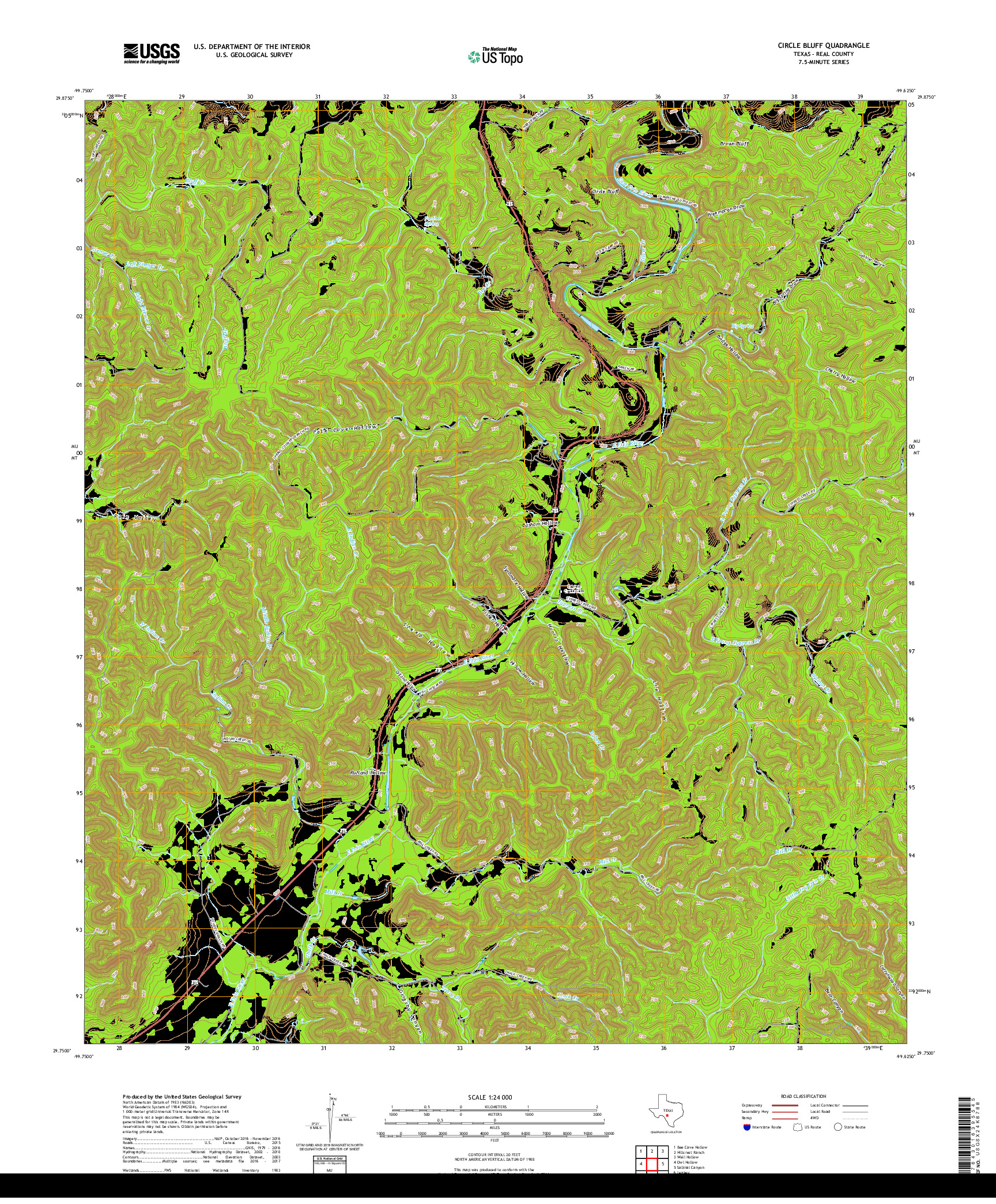 USGS US TOPO 7.5-MINUTE MAP FOR CIRCLE BLUFF, TX 2019