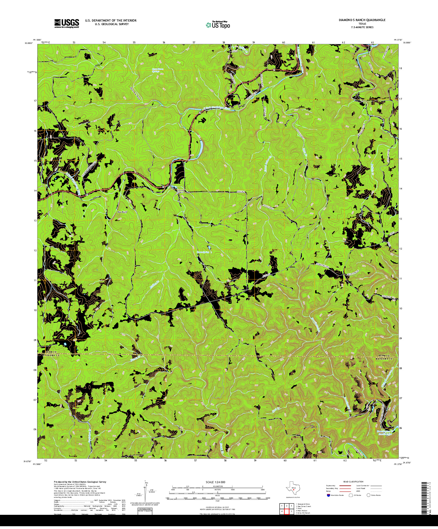 USGS US TOPO 7.5-MINUTE MAP FOR DIAMOND S RANCH, TX 2019