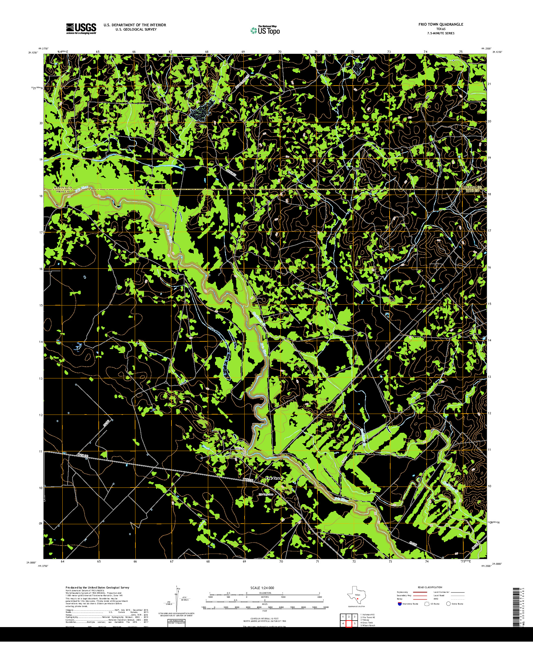 USGS US TOPO 7.5-MINUTE MAP FOR FRIO TOWN, TX 2019