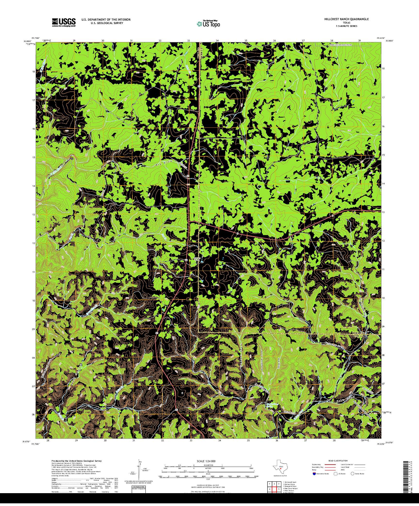 USGS US TOPO 7.5-MINUTE MAP FOR HILLCREST RANCH, TX 2019